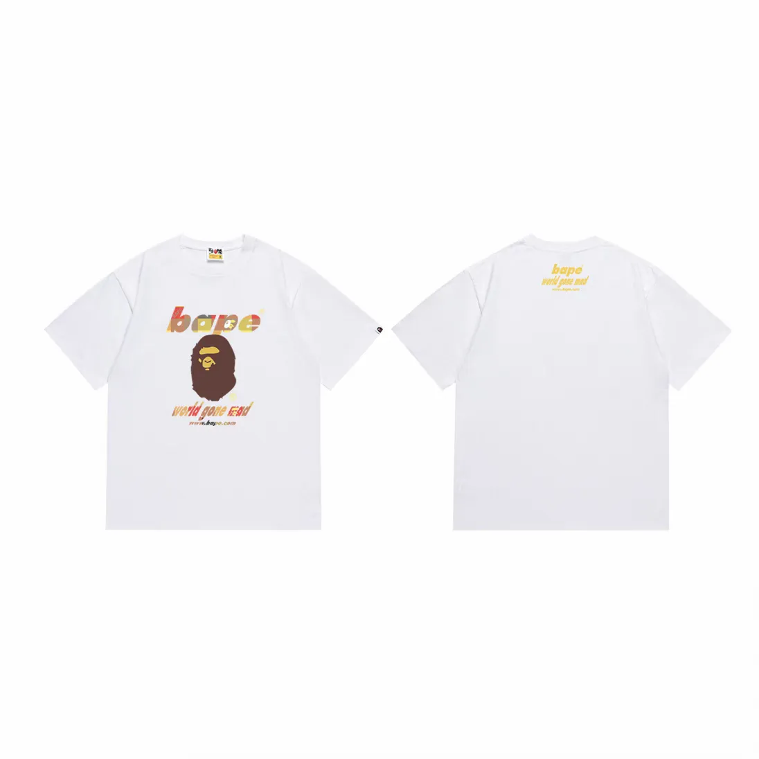 P110 001043 BAPE FW22 Block Check Wgm Ape Head Tee Ape Letter Print Casual Short Sleeve T-shirt Unisex Size Number smlxlxxl Black Red, White Red