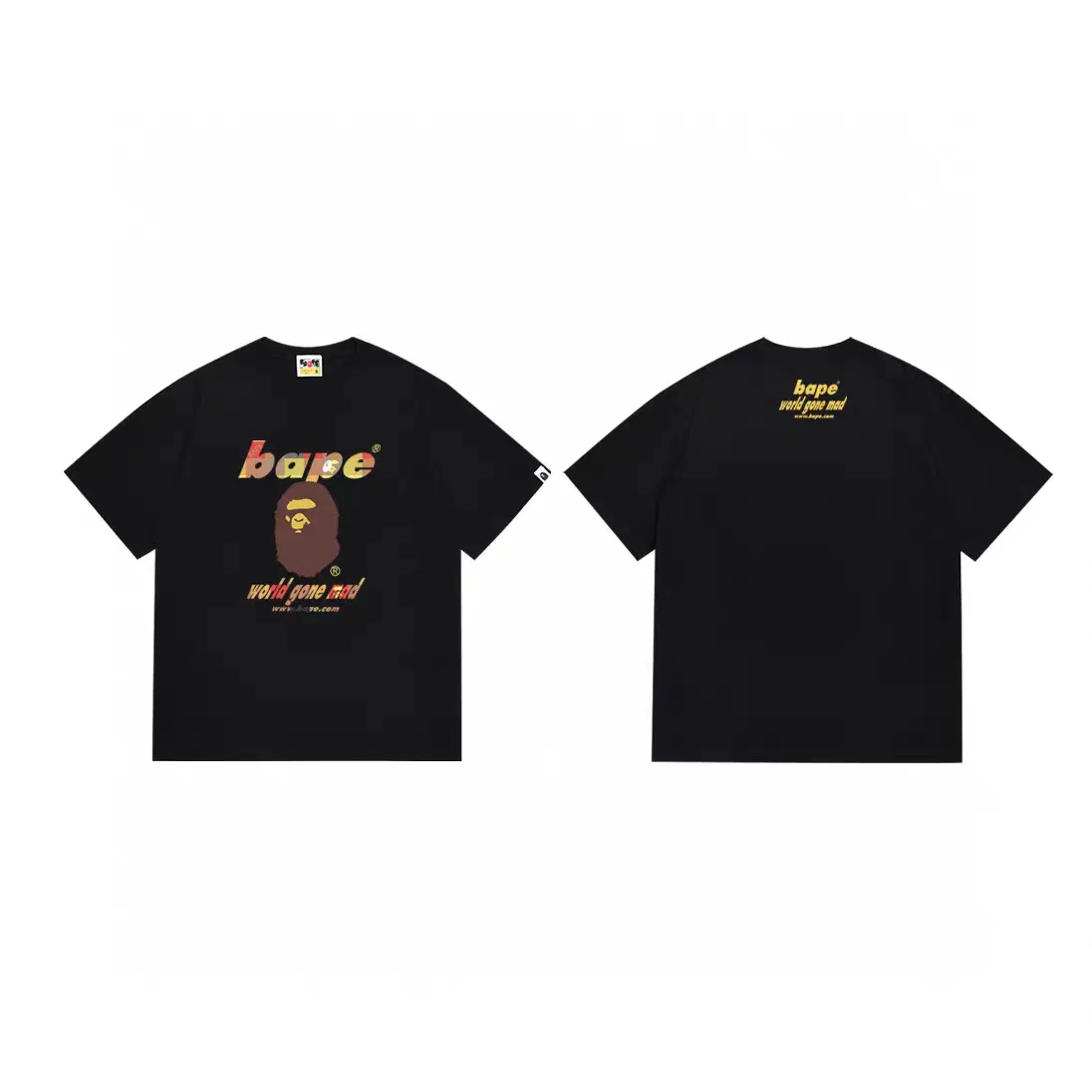 P110 001043 BAPE FW22 Block Check Wgm Ape Head Tee Ape Letter Print Casual Short Sleeve T-shirt Unisex Size Number smlxlxxl Black Red, White Red