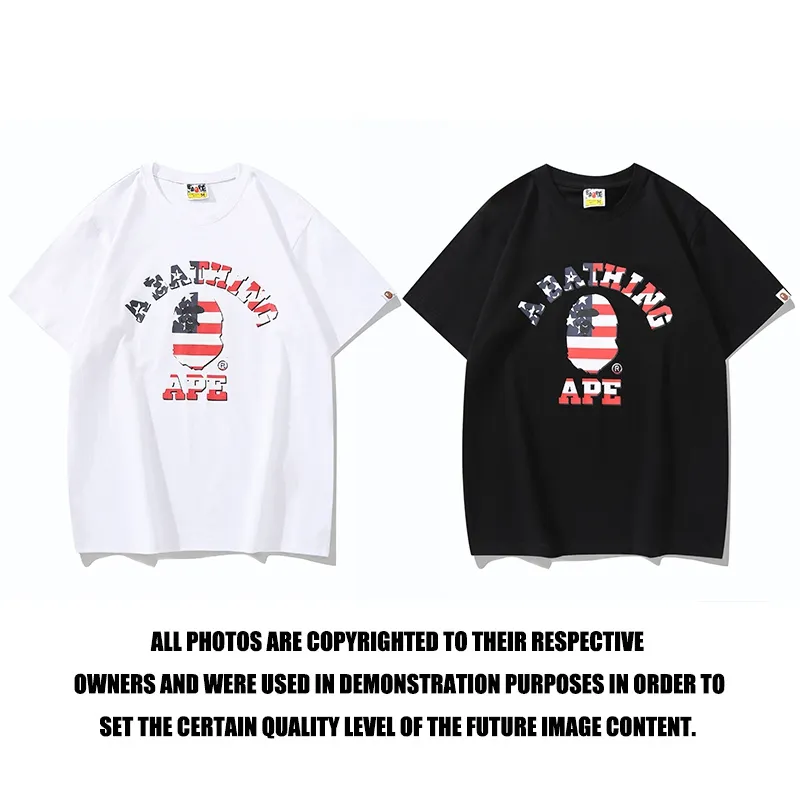 P110 00151 high-quality pure cotton 260g fabric, BAPE ape head digital direct-printed short-sleeved T-shirt, complete with three labels, same style for men and women, loose and large version, size s: MLXLXXL, color: black, white