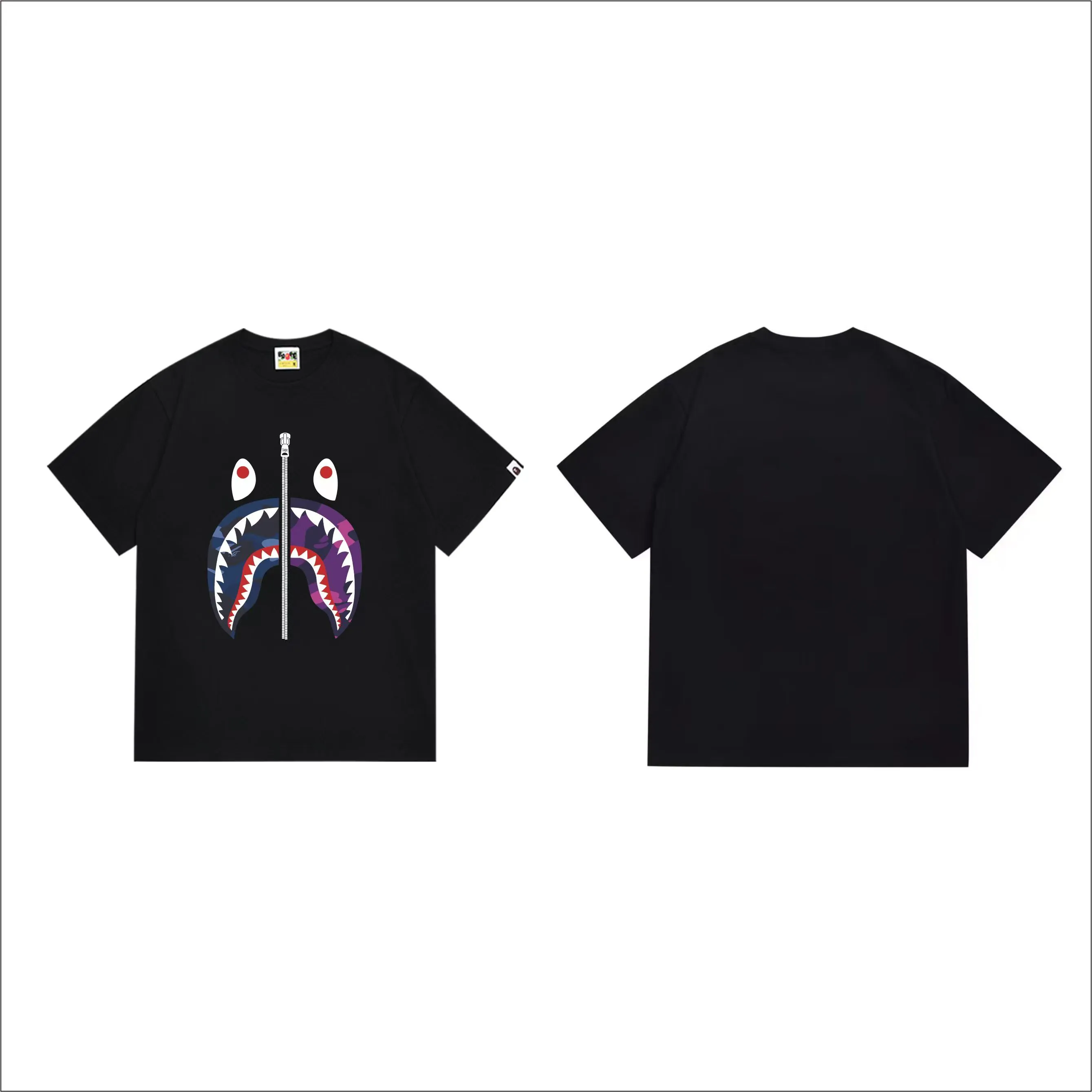 SC1016#p110💰 (top version) BAPE uses 260 grams of high-quality high-weave pure cotton fabric, double yarn combed, soft texture and no pilling, imported environmentally friendly printing glue, bright and three-dimensional pattern, quality 💥Same style for men and women, the upper body is fashionable Color: black white Size: S M L XL XXL