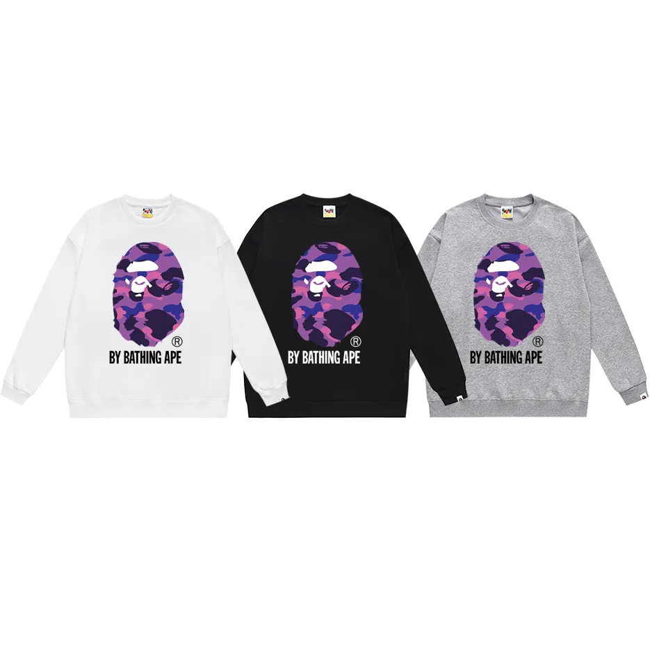 P150 model number SC455# terry 75 plus velvet 80 (top version) BAPE multi-color ape head pattern printed round neck sweatshirt. Made of 350g large terry (drop shoulder large version) fabric, soft texture and no pilling. Imported environmentally friendly printing glue. Bright and three-dimensional pattern. Quality 💥Same style for men and women. The upper body is trendy. Color: black pink, white pink, gray pink, black green, white green, gray green, black red, white red, gray red. Black and blue White and blue Gray and blue Black and purple White and purple Gray and purple Size: S M L XL XXL