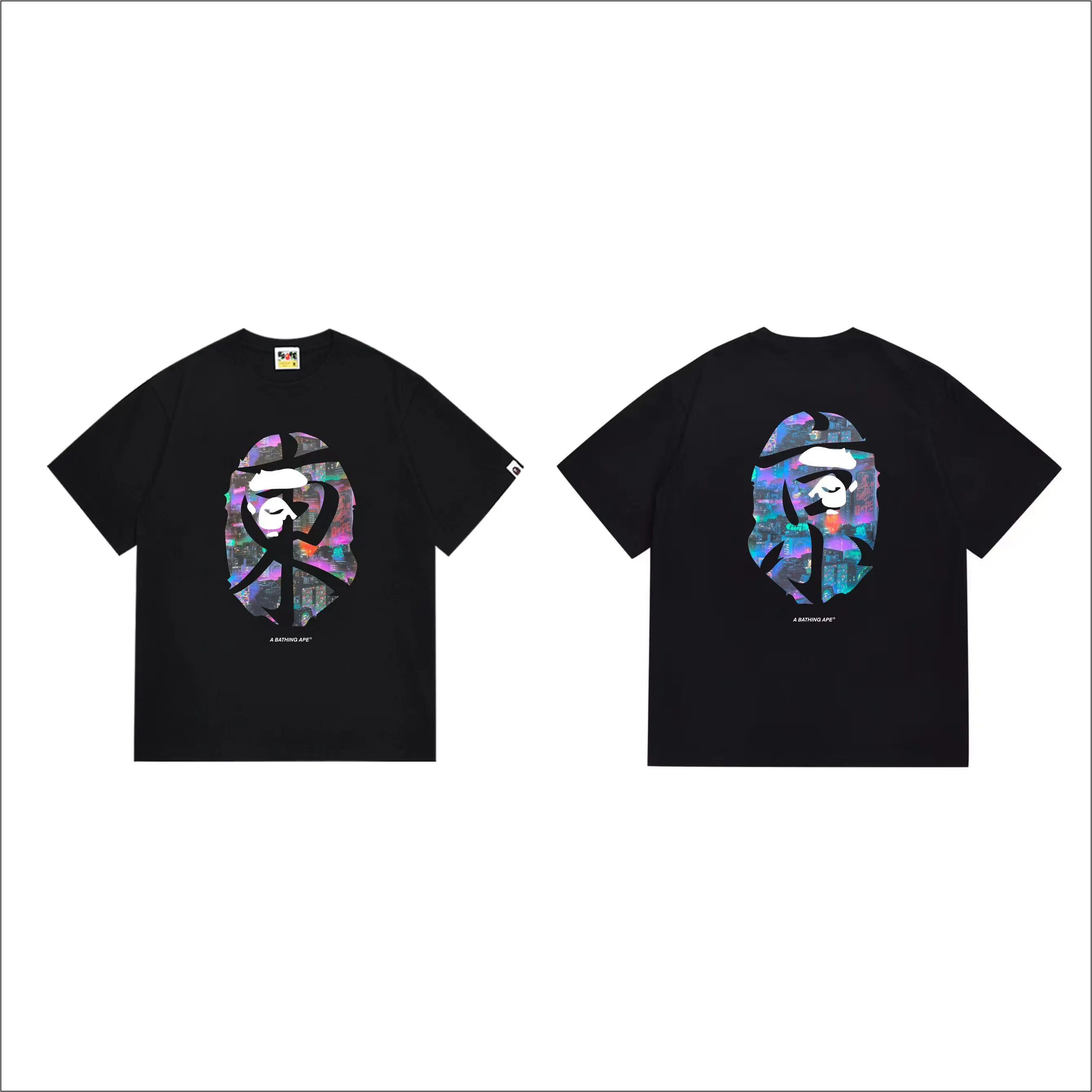 SC1009#p110💰 (top version) BAPE uses 260 grams of high-quality high-weave pure cotton fabric, double yarn combed, soft texture and no pilling, imported environmentally friendly printing glue, bright and three-dimensional pattern, quality 💥Same style for men and women, the upper body is fashionable Color: black white Size: S M L XL XXL