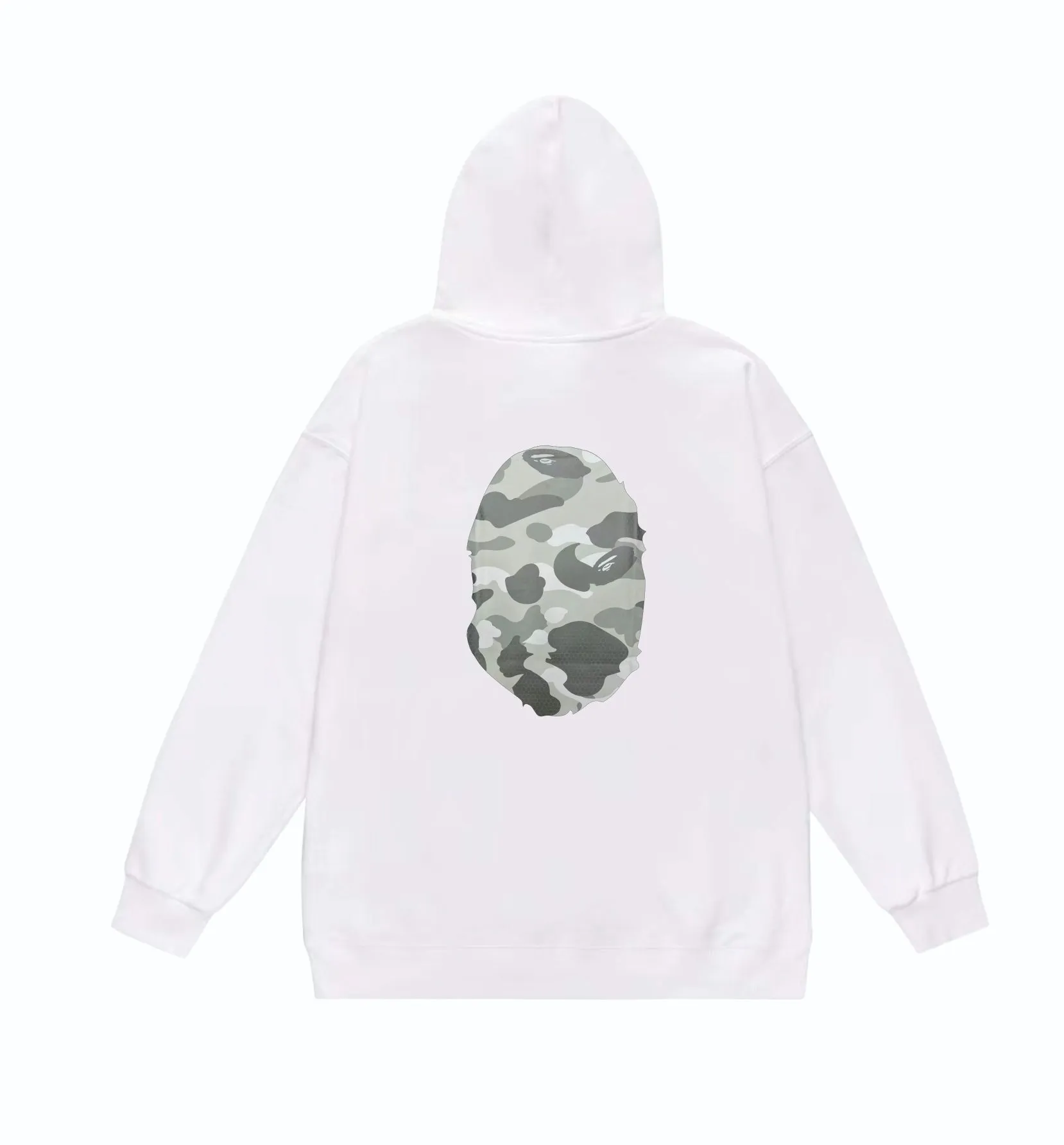 P160 model number SC852# terry 80 plus velvet 90 (top version) BAPE honeycomb camouflage letters great ape head print pattern hooded sweatshirt. Made of 380g large terry (drop shoulder large version) fabric, soft texture and no pilling. Imported environmentally friendly printing glue. Bright and three-dimensional pattern. Quality 💥Same style for men and women. The upper body is trendy. Color: black and blue, white and blue, gray and blue, black and gray, white and gray, gray and gray. Size: S M L XL XXL