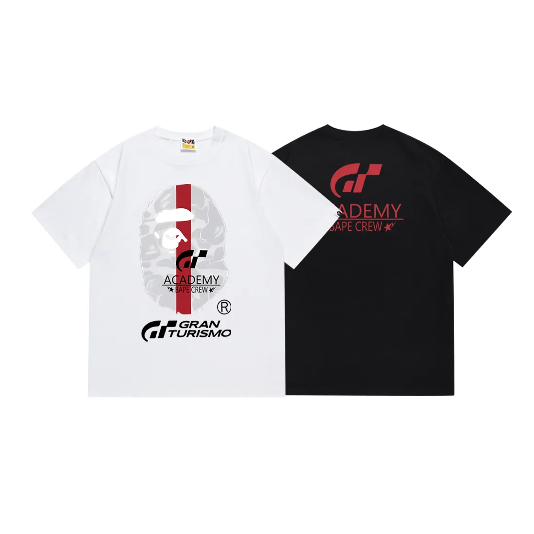SC166#p110💰 (Top version) BAPE✖️GT racing co-branded printed short-sleeved T-shirt Made of 260 grams of high-quality high-weave pure cotton fabric, double yarn combed, soft texture and no pilling Imported environmentally friendly printing glue, bright and three-dimensional pattern, quality 💥Same style for men and women, the upper body is fashionable Color: black white Size: S M L XL XXL