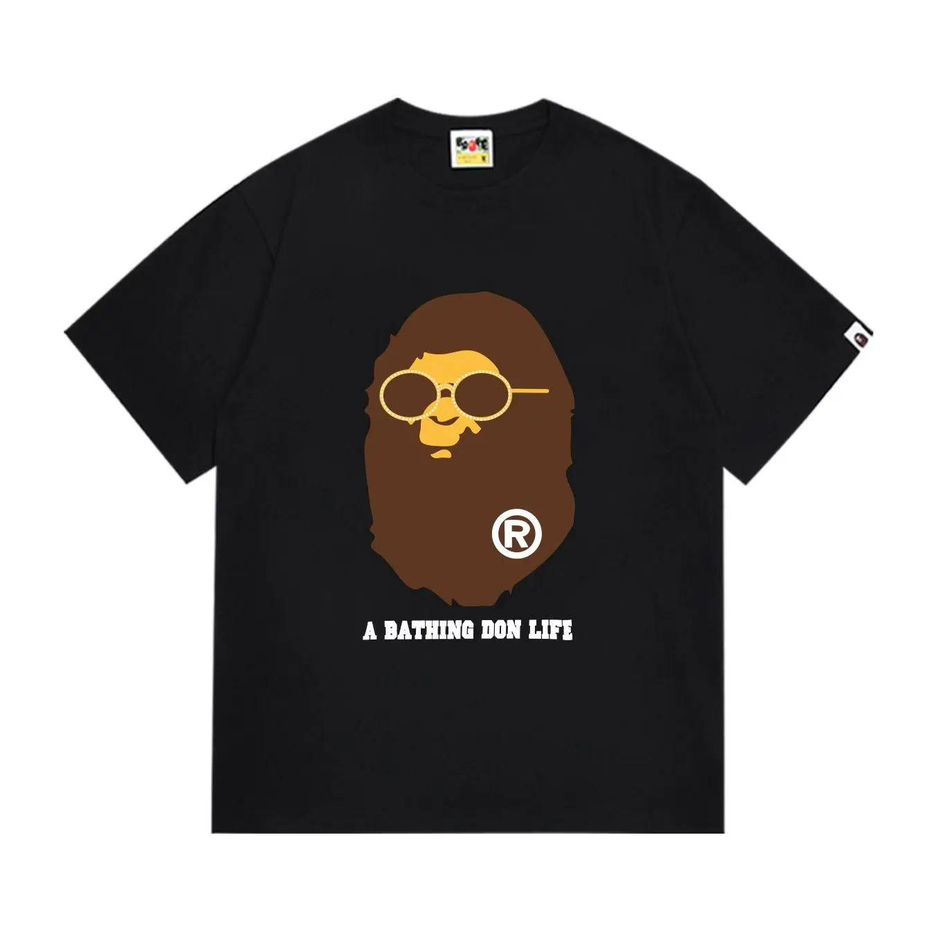 SC281#p110💰 (top version) BAPE uses 260 grams of high-quality high-weave pure cotton fabric, double yarn combed, soft and non-pilling texture, imported environmentally friendly printing glue, bright and three-dimensional pattern, quality 💥Same style for men and women, the upper body is trendy Color: Black White Size: S M L XL XXL