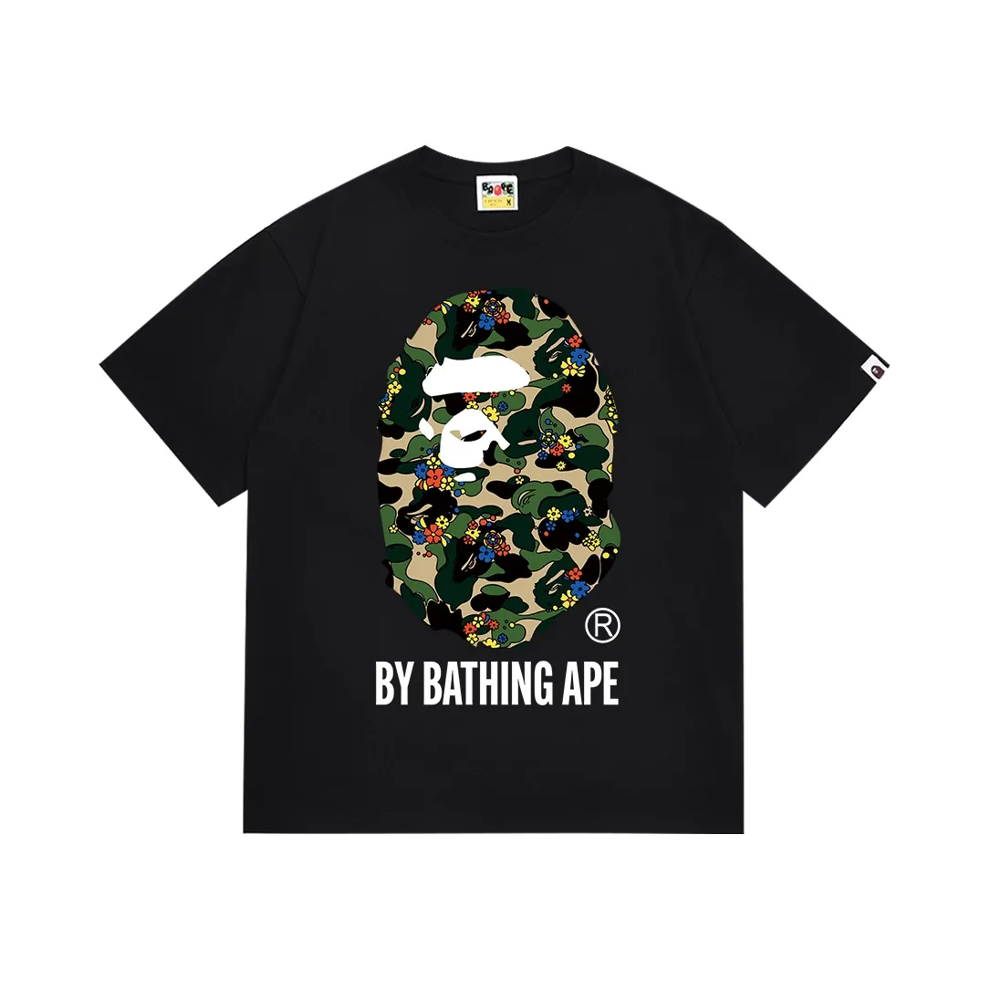 SC084#p110💰 (Top version) BAPE flower camouflage ape head letter printed short-sleeved T-shirt Made of 260 grams of high-quality high-weave pure cotton fabric, double yarn combed, soft and non-pilling texture, imported environmentally friendly printing glue, bright and three-dimensional pattern, quality 💥Same style for men and women, the upper body is fashionable Color: black white Size: S M L XL XXL