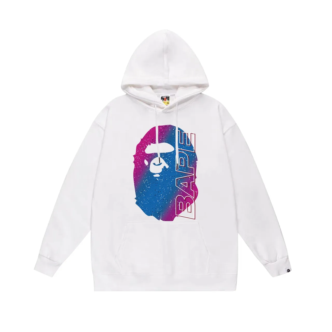 Model number SC727#terry p160 plus velvet 180💰 (top version) BAPE gradient grainy ape head letter print hooded sweatshirt. Made of 380 grams of large terry (drop shoulder large version) fabric. The texture is soft and non-pilling. Imported environmentally friendly printing glue. The pattern is bright and three-dimensional. Quality💥Same style for men and women. The upper body is trendy. Color: black white gray Size: S M L XL XXL