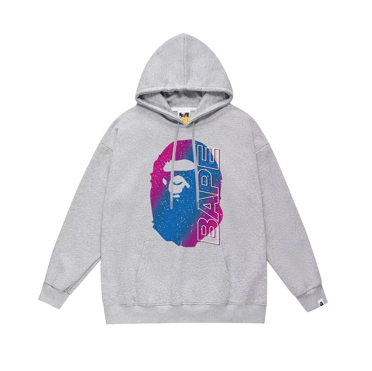 Model number SC727#terry p160 plus velvet 180💰 (top version) BAPE gradient grainy ape head letter print hooded sweatshirt. Made of 380 grams of large terry (drop shoulder large version) fabric. The texture is soft and non-pilling. Imported environmentally friendly printing glue. The pattern is bright and three-dimensional. Quality💥Same style for men and women. The upper body is trendy. Color: black white gray Size: S M L XL XXL