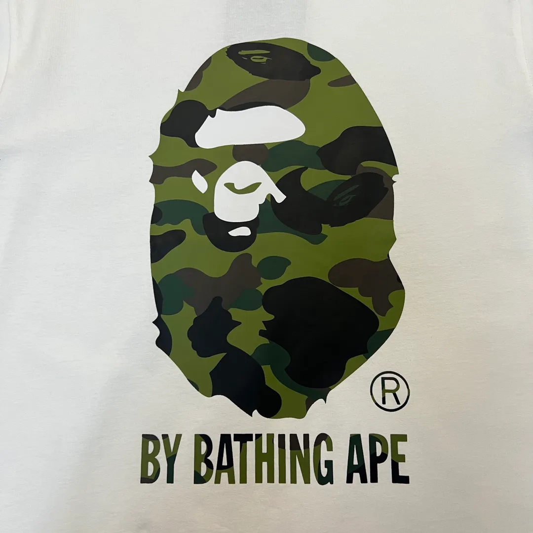 💰140 BAPE classic great ape print camouflage work ZP version 280g weight linen cotton fabric Couple style: S-XXL [black green white green black yellow white yellow]