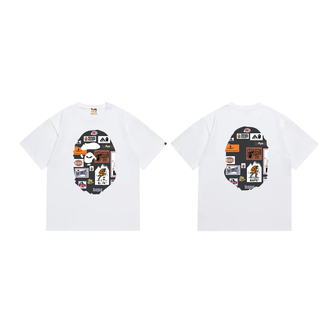P110 SC007# (top version) BAPE ape head printed short-sleeved T-shirt Japanese trendy brand for men. Made of 260 grams of high-quality high-weave pure cotton fabric. Double yarn combed. The texture is soft and non-pilling. Imported environmentally friendly printing glue. The pattern is bright and three-dimensional. Quality 💥Same style for men and women. The upper body is trendy. Color: black and white. Size: S M L XL XXL