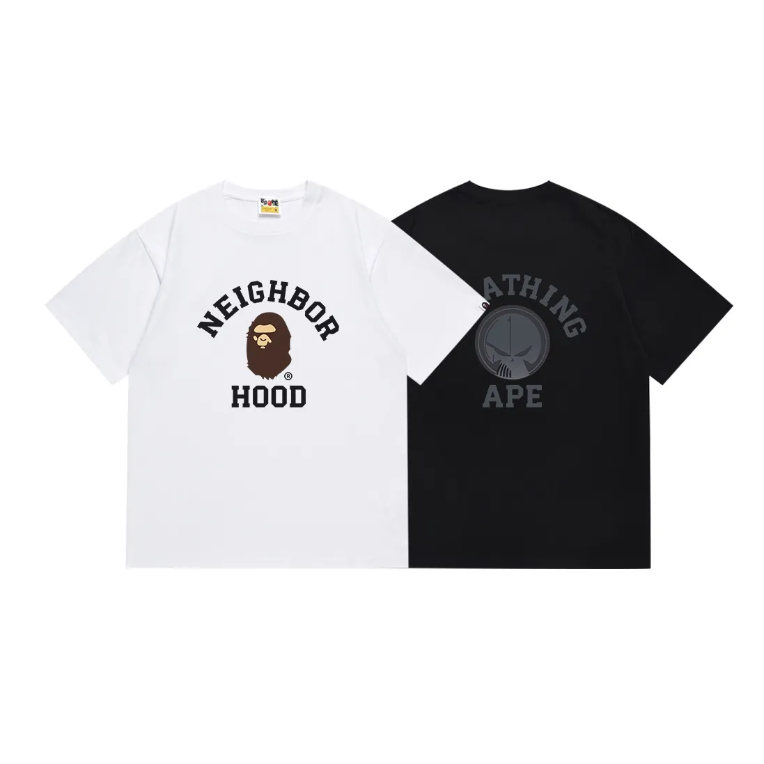 SC140#p110💰 (top version) BAPE ape head letter printed short-sleeved T-shirt Made of 260 grams of high-quality high-weave pure cotton fabric, double yarn combed, soft texture and no pilling Imported environmentally friendly printing glue, bright and three-dimensional pattern, quality 💥Same style for men and women, the upper body is fashionable Color: black white Size: S M L XL XXL