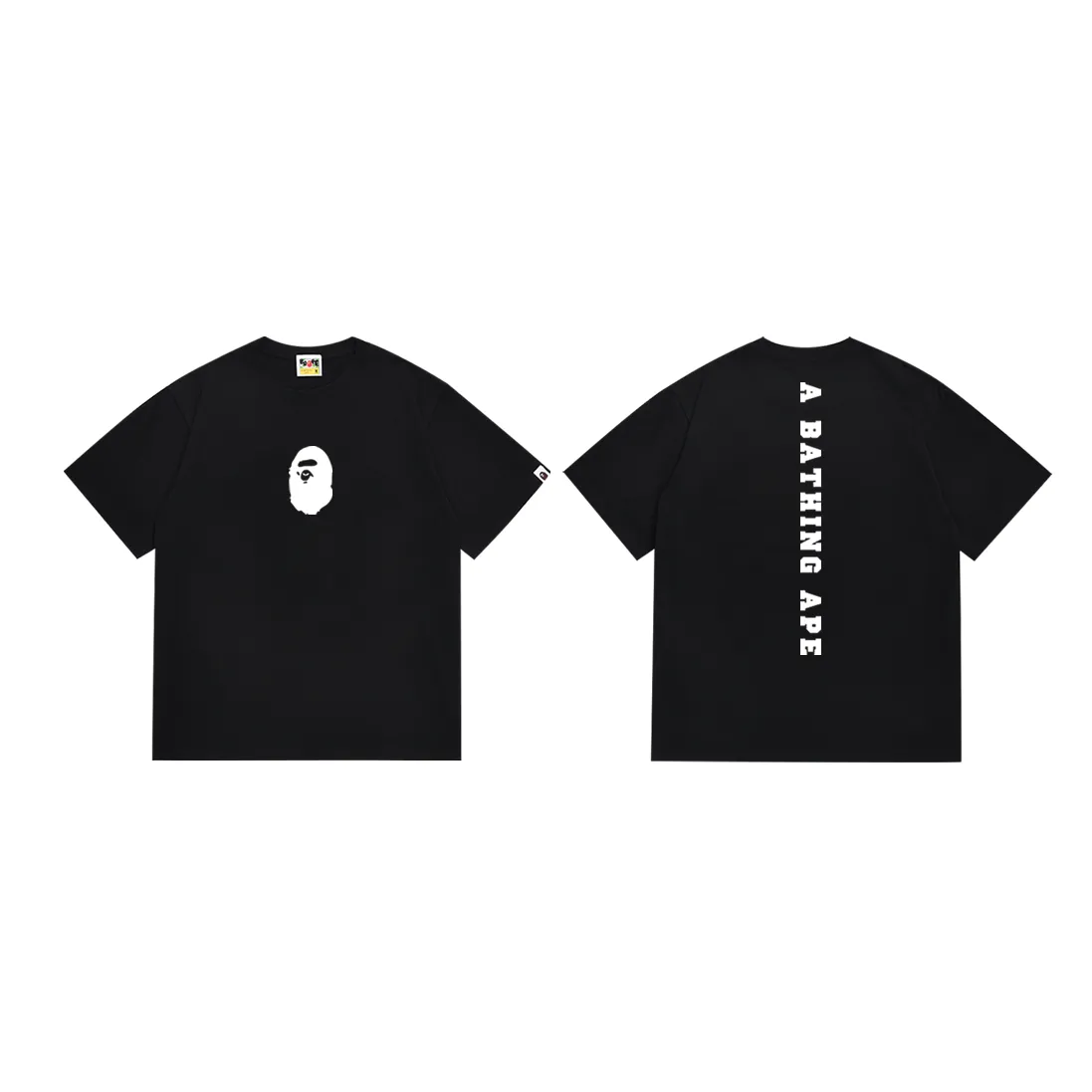 P110 SC025# (top version) BAPE classic little ape head pattern letter printed short-sleeved T-shirt. Made of 260 grams of high-quality high-weave pure cotton fabric. Double yarn combed, soft texture and no pilling. Imported environmentally friendly printing glue. Bright and three-dimensional pattern. Quality 💥Same style for men and women. The upper body is trendy. Color: black and white. Size: S M L XL XXL