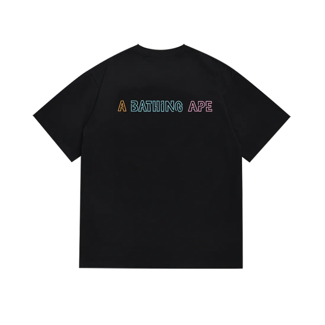 P110 SC021# (top version) BAPE ape head letter printed short-sleeved T-shirt Japanese trendy brand for men. Made of 260 grams of high-quality high-weave pure cotton fabric. Double yarn combed. The texture is soft and non-pilling. Imported environmentally friendly printing glue. The pattern is bright and three-dimensional. Quality 💥Same style for men and women. The upper body is trendy. Color: black and white. Size: S M L XL XXL