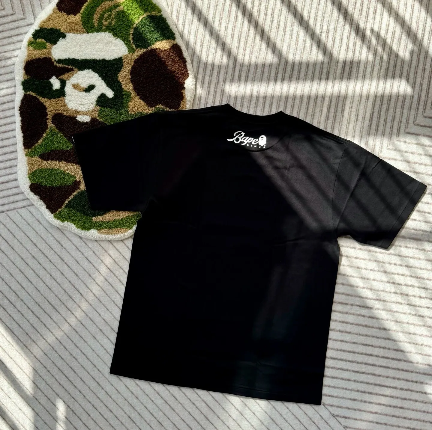 P110 001162 BAPE FW24 Ginza limited camouflage print pattern round neck short-sleeved T-shirt on the chest, same style for men and women, size smlxlxxl, black, white