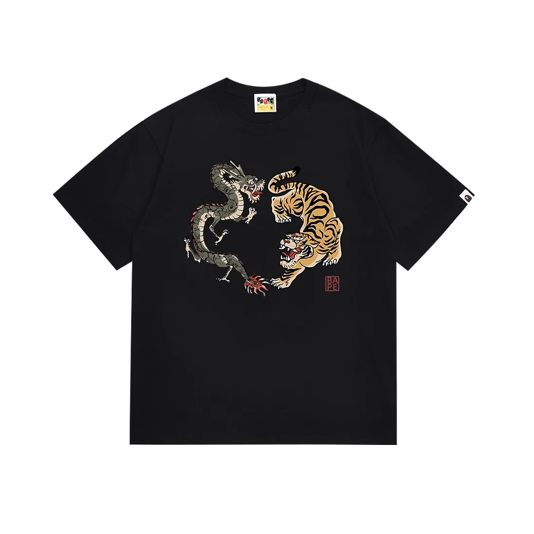 SC098#p110💰 (Top version) BAPE Japanese dragon and tiger printed short-sleeved T-shirt Made of 260 grams of high-quality high-weave pure cotton fabric, double yarn combed, soft texture and no pilling Imported environmentally friendly printing glue, bright and three-dimensional pattern, quality 💥Same style for men and women, the upper body is fashionable Color: black white Size: S M L XL XXL