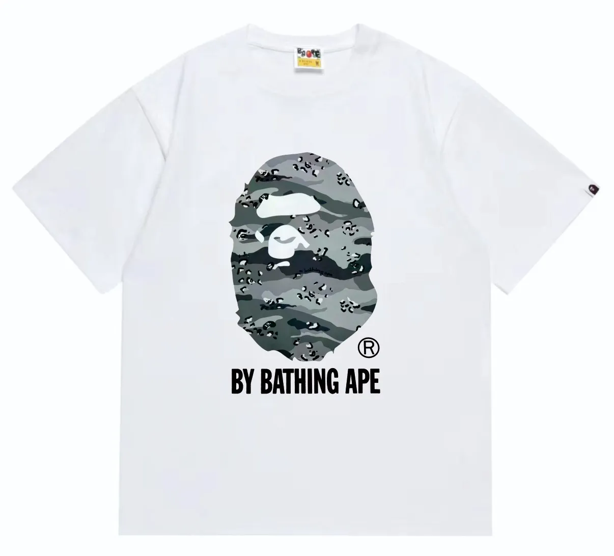 SC242#p110💰 (Top version) BAPE desert ape head letter printed short-sleeved T-shirt Made of 260 grams of high-quality high-weave pure cotton fabric, double yarn combed, soft texture and no pilling Imported environmentally friendly printing glue, bright and three-dimensional pattern, quality 💥Same style for men and women, the upper body is trendy Color: black and yellow, white and yellow, black and gray, white and gray Size: S M L XL XXL