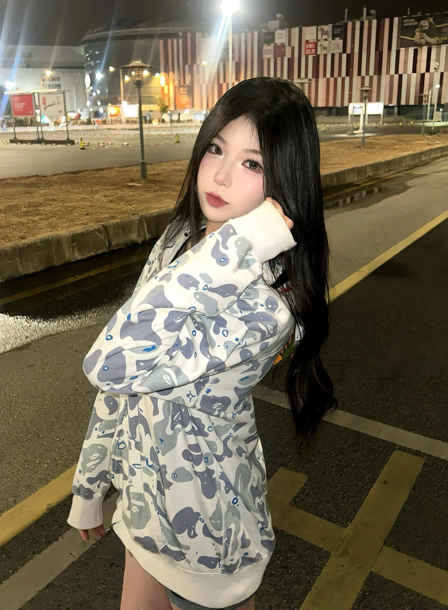 💰400 BAPE SPACE CAMO SHARK HOODIE starry sky camouflage shark zipper hooded sweatshirt top-quality fabric 1:1 high-end replica couple model: S-XXL [starry sky black star blank]
