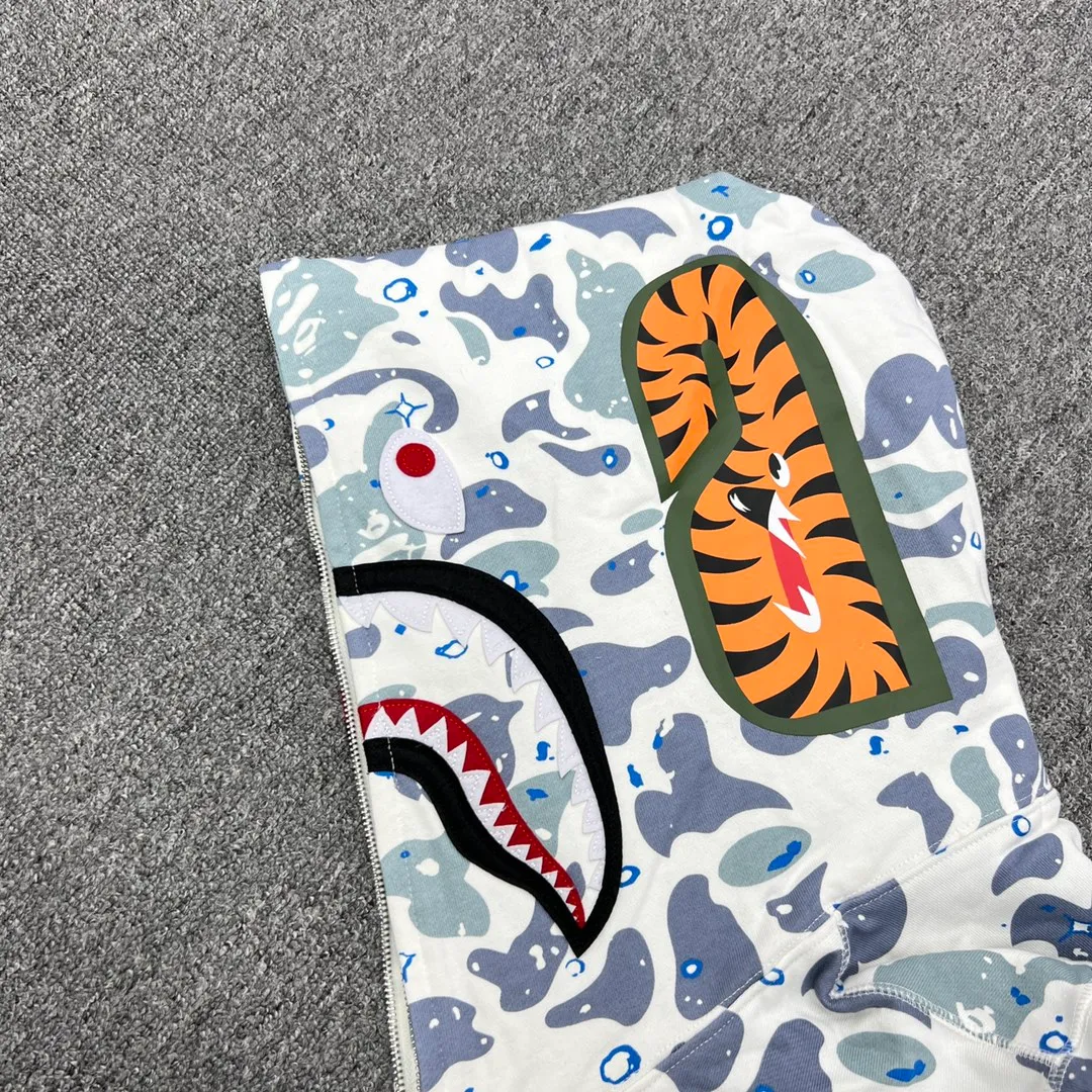💰400 BAPE SPACE CAMO SHARK HOODIE starry sky camouflage shark zipper hooded sweatshirt top-quality fabric 1:1 high-end replica couple model: S-XXL [starry sky black star blank]