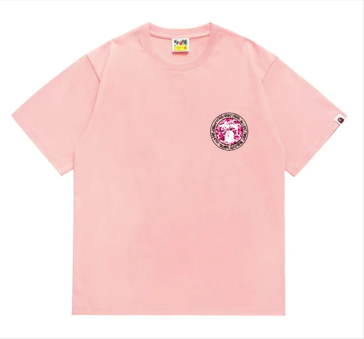 SC216#p110💰 (Top version) BAPE×Stussy co-branded Stussy letter ape print T-shirt Made of 260 grams of high-quality high-weave pure cotton fabric, double yarn combed, soft texture without pilling, imported environmentally friendly printing glue, bright and three-dimensional pattern, quality 💥Same style for men and women, the upper body is fashionable Color: black and white print, gray and white print, pink and white print, red and white print, white and black print, gray and black print, red and black print Pink and black print Size: S M L XL XXL
