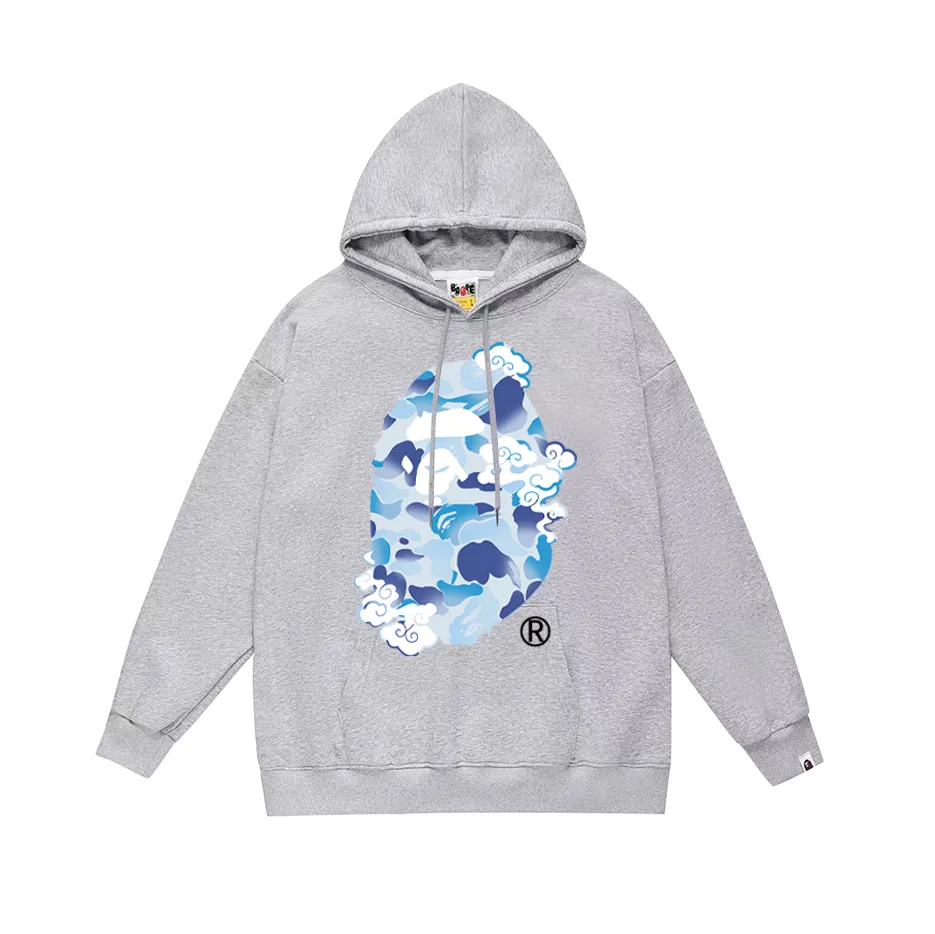P190 model number SC611# terry 85 plus velvet 95 (top version) BAPE ape head letter printed hooded sweatshirt. Made of 380g large terry (drop shoulder large version) fabric. The texture is soft and non-pilling. Imported environmentally friendly printing glue. The pattern is bright and three-dimensional. Quality 💥Same style for men and women. The upper body is trendy. Color: black white gray Size: S M L XL XXL