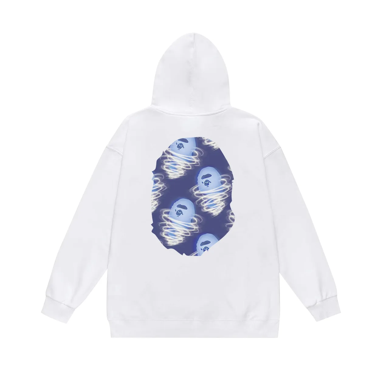 P160 model number SC761# terry 80 plus velvet 180💰 (top version) BAPE ape blue storm printed hooded sweatshirt Made of 380g large terry (drop shoulder large version) fabric, soft and non-pilling, imported environmentally friendly printing glue, bright and three-dimensional pattern, quality 💥Same style for men and women, the upper body is fashionable Color: black white gray Size: S M L XL XXL