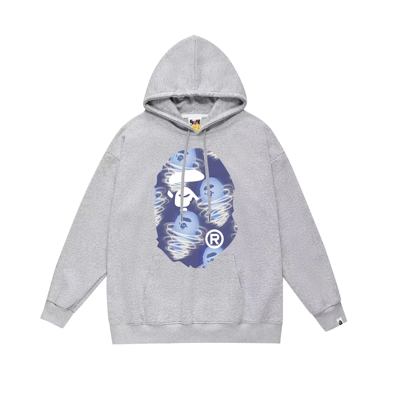 P160 model number SC761# terry 80 plus velvet 180💰 (top version) BAPE ape blue storm printed hooded sweatshirt Made of 380g large terry (drop shoulder large version) fabric, soft and non-pilling, imported environmentally friendly printing glue, bright and three-dimensional pattern, quality 💥Same style for men and women, the upper body is fashionable Color: black white gray Size: S M L XL XXL