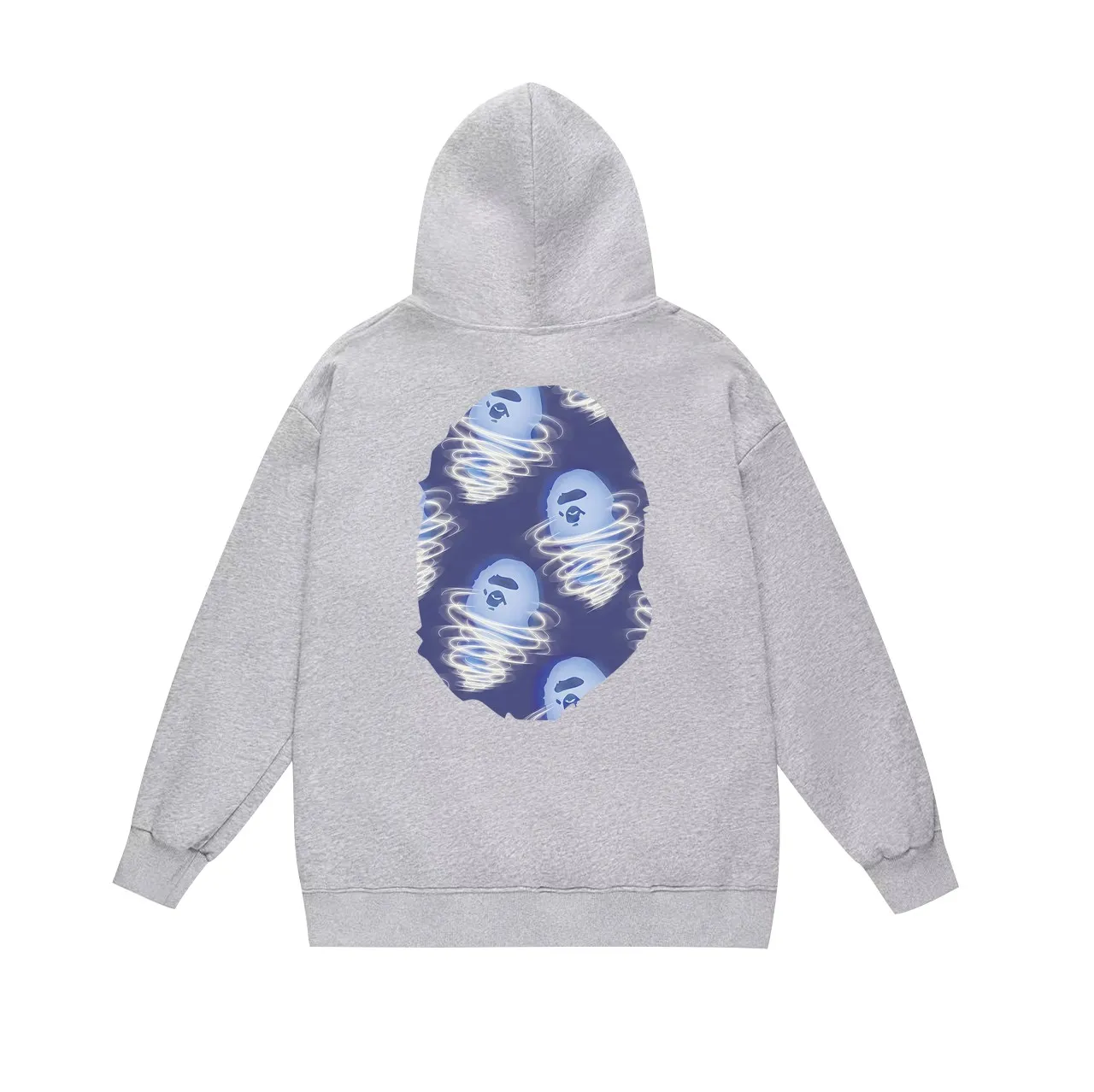 P160 model number SC761# terry 80 plus velvet 180💰 (top version) BAPE ape blue storm printed hooded sweatshirt Made of 380g large terry (drop shoulder large version) fabric, soft and non-pilling, imported environmentally friendly printing glue, bright and three-dimensional pattern, quality 💥Same style for men and women, the upper body is fashionable Color: black white gray Size: S M L XL XXL