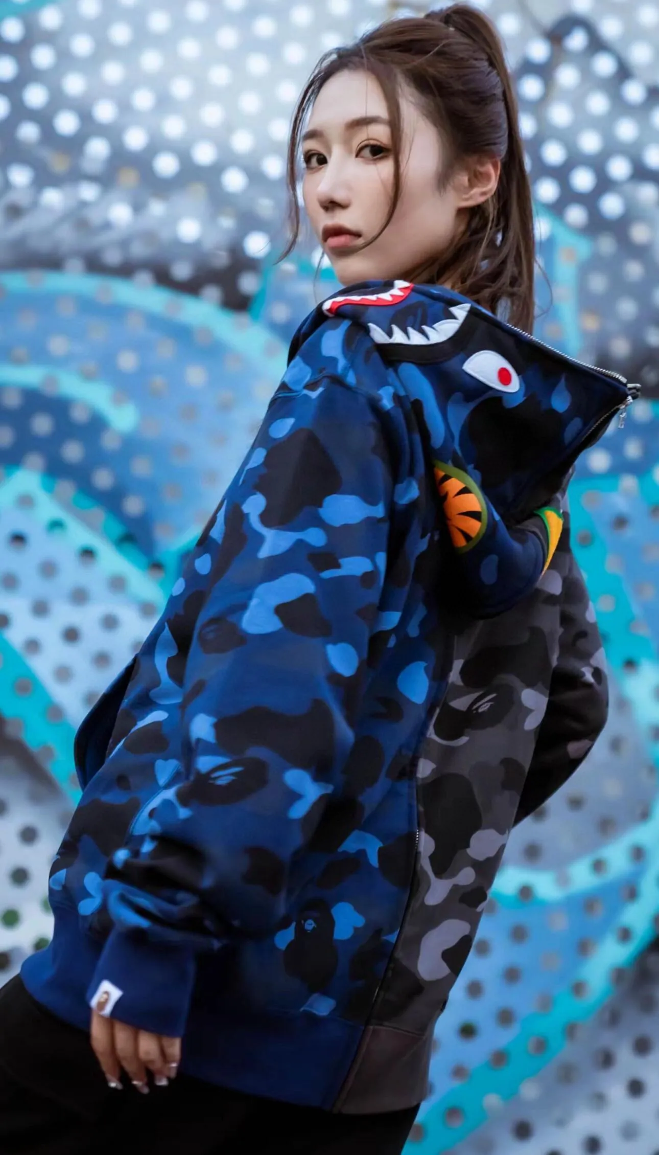 💰420 Bape City Camo Half SharkFull Zip Hoodie Shark stitching zipper hooded sweatshirt Heavy double zipper Customized fabric high quality Couple style: S—XXL [Blue Gray Purple Red]