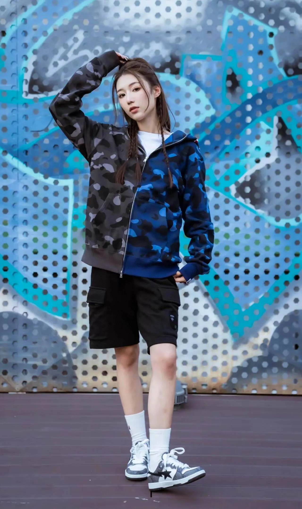 💰420 Bape City Camo Half SharkFull Zip Hoodie Shark stitching zipper hooded sweatshirt Heavy double zipper Customized fabric high quality Couple style: S—XXL [Blue Gray Purple Red]