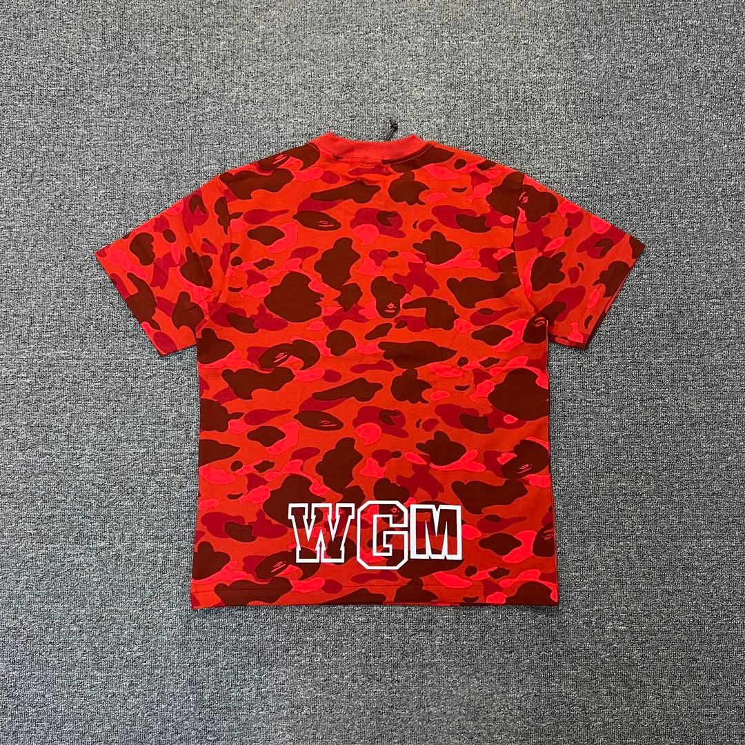 💰140 BAPE shark camouflage WGM classic reproduction ZP version 255g weight pure cotton all-over printed camouflage couple model: S-XXL [green yellow red purple blue]