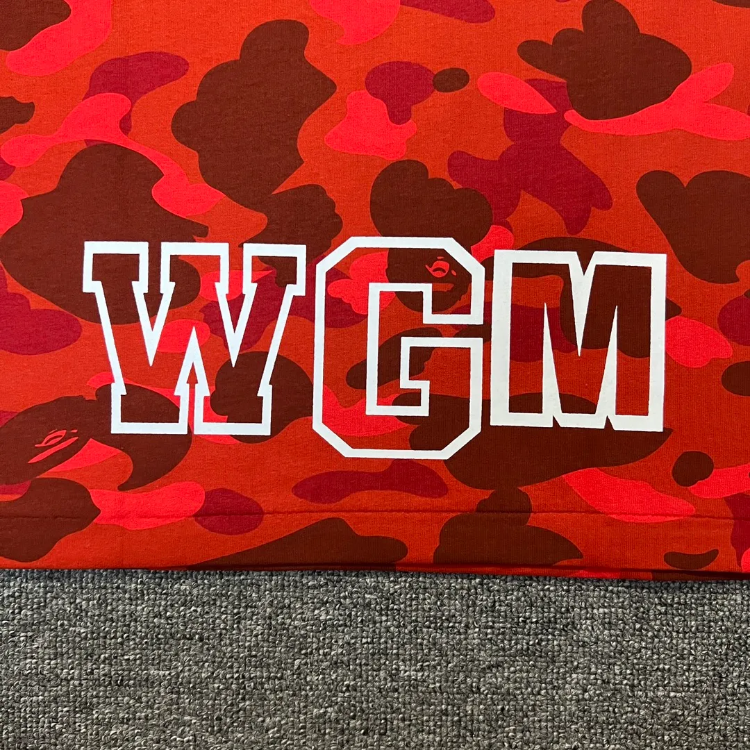 💰140 BAPE shark camouflage WGM classic reproduction ZP version 255g weight pure cotton all-over printed camouflage couple model: S-XXL [green yellow red purple blue]