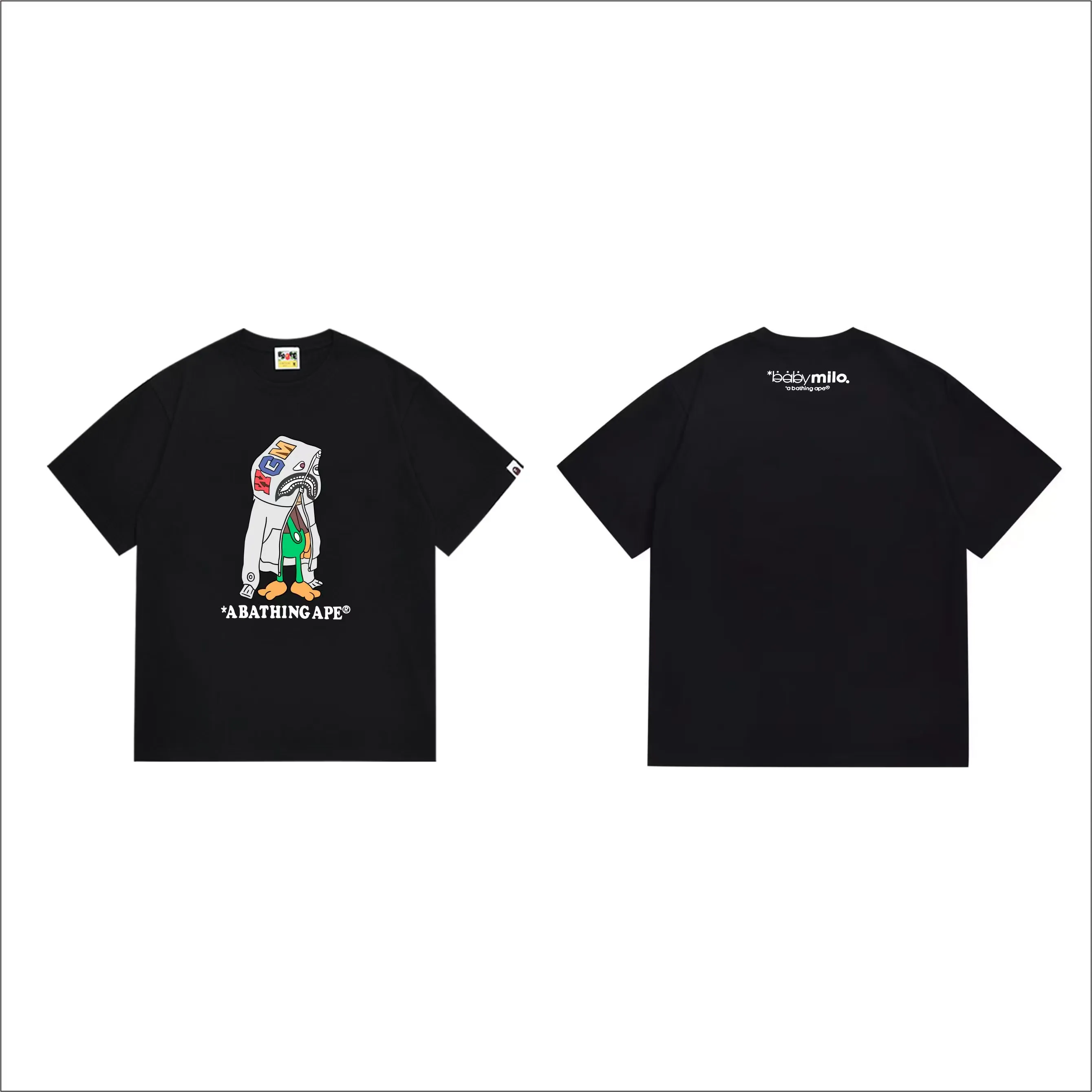 SC271#p110💰 (top version) BAPE uses 260 grams of high-quality high-weave pure cotton fabric, double yarn combed, soft texture and no pilling, imported environmentally friendly printing glue, bright and three-dimensional pattern, quality 💥Same style for men and women, the upper body is fashionable Color: black white Size: S M L XL XXL