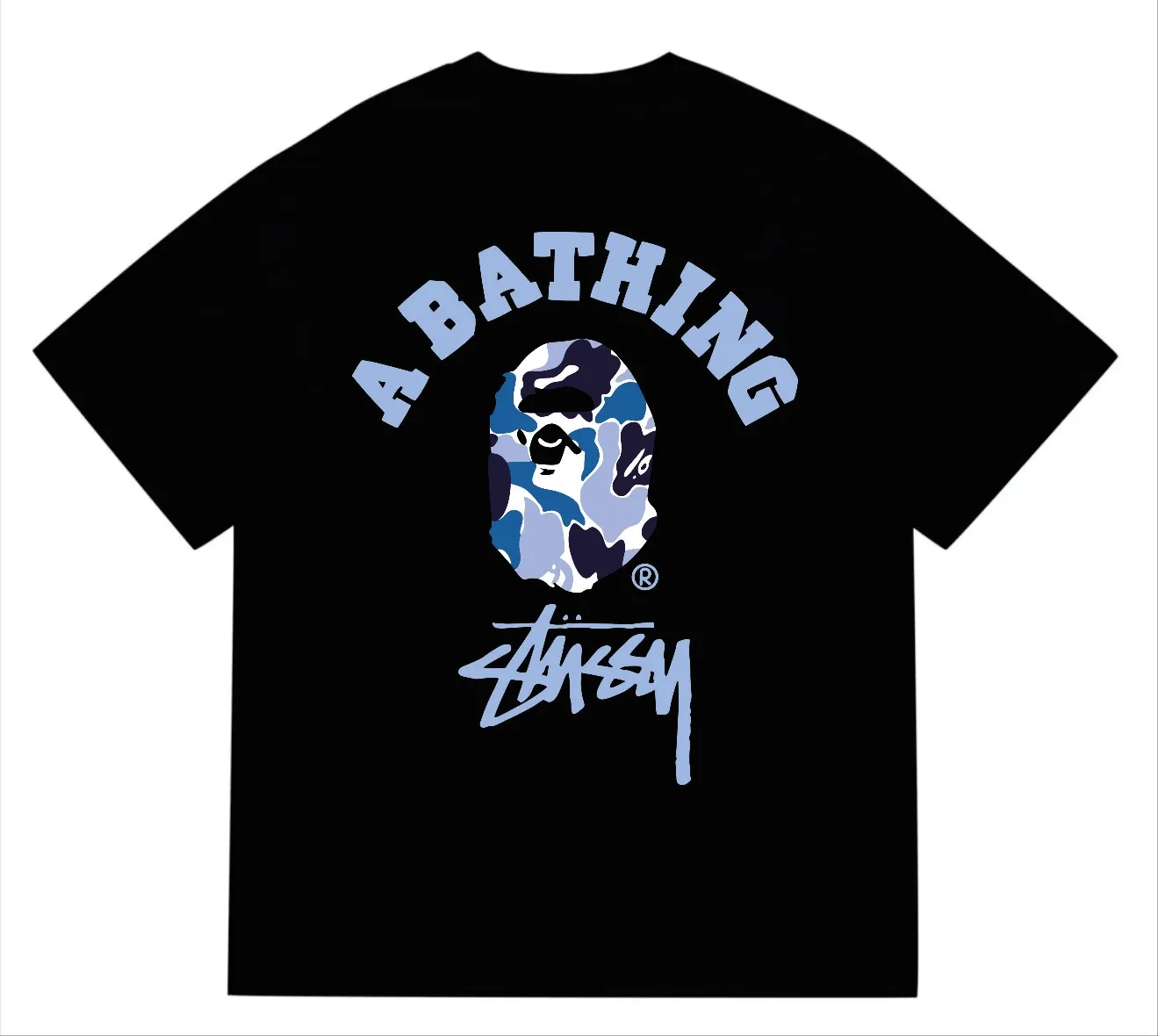 SC211#p110💰 (top version) BAPE×Stussy co-branded Stussy letter ape print T-shirt Made of 260 grams of high-quality high-weave pure cotton fabric, double yarn combed, soft texture and no pilling Imported environmentally friendly printing glue, bright and three-dimensional pattern, quality 💥Same style for men and women, the upper body is fashionable Color: Black White Gray Pink Red Size: S M L XL XXL