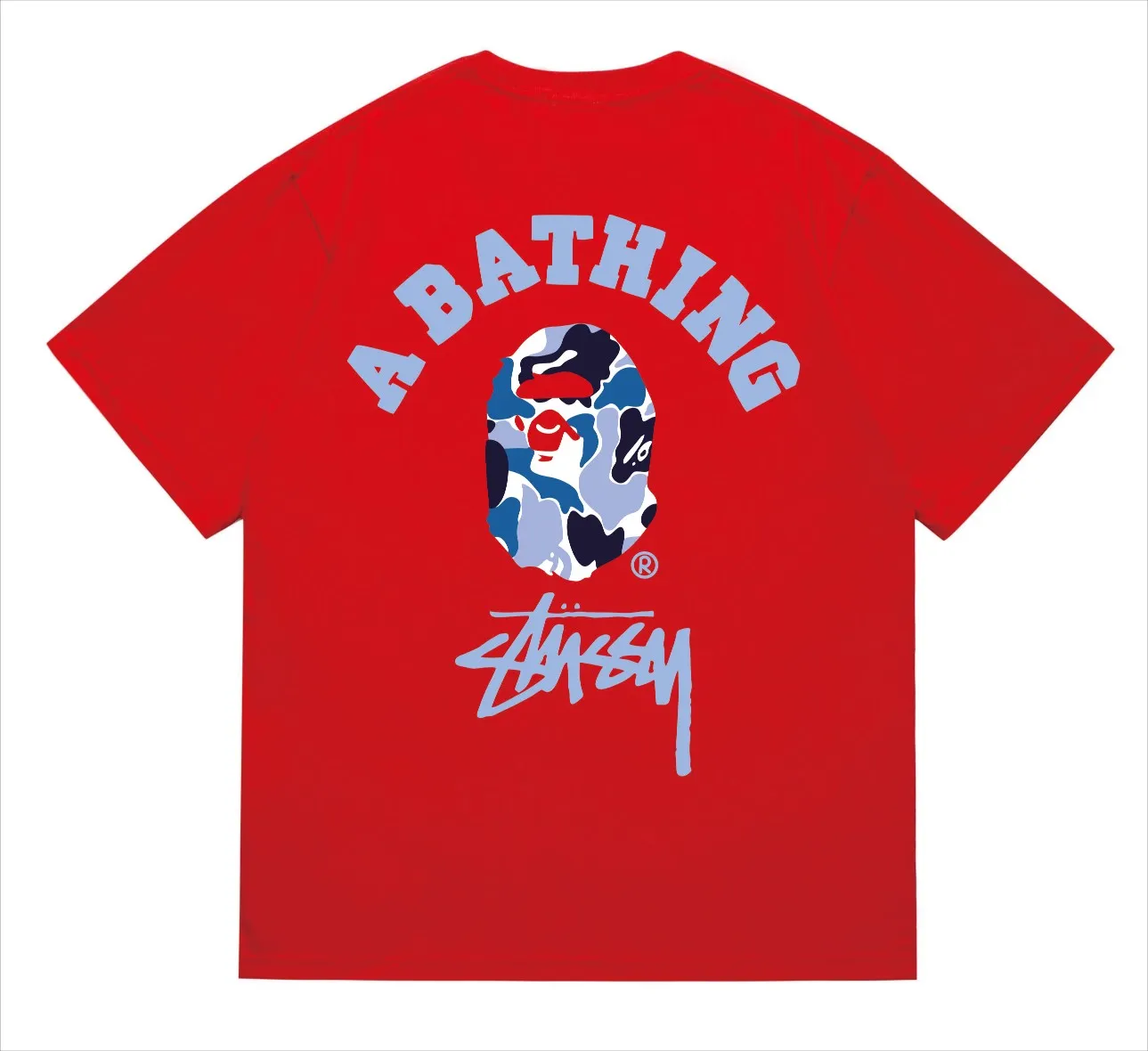 SC211#p110💰 (top version) BAPE×Stussy co-branded Stussy letter ape print T-shirt Made of 260 grams of high-quality high-weave pure cotton fabric, double yarn combed, soft texture and no pilling Imported environmentally friendly printing glue, bright and three-dimensional pattern, quality 💥Same style for men and women, the upper body is fashionable Color: Black White Gray Pink Red Size: S M L XL XXL