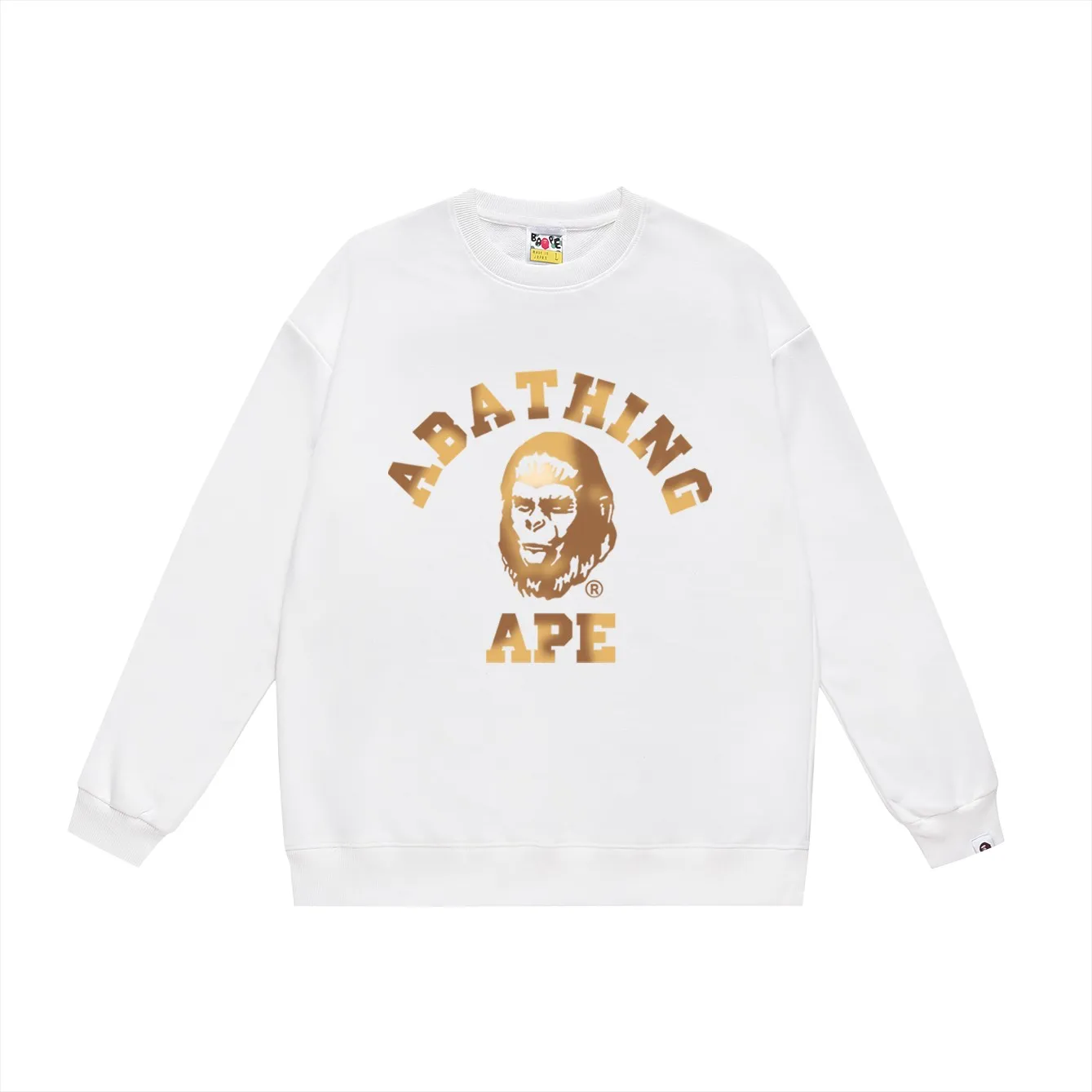 P150 model number SC487# terry 75 plus velvet 80 (top version) BAPE COLLEGE GRAPHIC TEE comic letter round neck sweatshirt Made of 350g large terry (drop shoulder large version) fabric, soft and non-pilling texture, imported environmentally friendly printing glue, bright and three-dimensional pattern, quality 💥Same style for men and women, the upper body is fashionable Color: black gold, white gold, gray gold, black blue, white blue, gray blue Size: S M L XL XXL