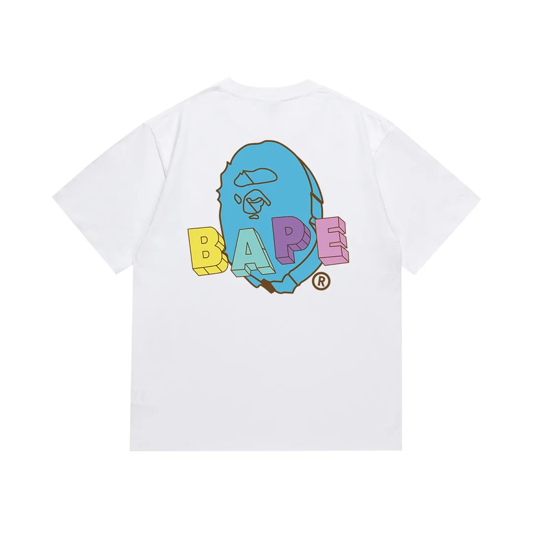 SC087#p110💰 (top version) BAPE color ape head popsicle letter printed short-sleeved T-shirt Made of 260 grams of high-quality high-weave pure cotton fabric, double yarn combed, soft texture and no pilling Imported environmentally friendly printing glue, bright and three-dimensional pattern, quality 💥Same style for men and women, the upper body is fashionable Color: black white Size: S M L XL XXL
