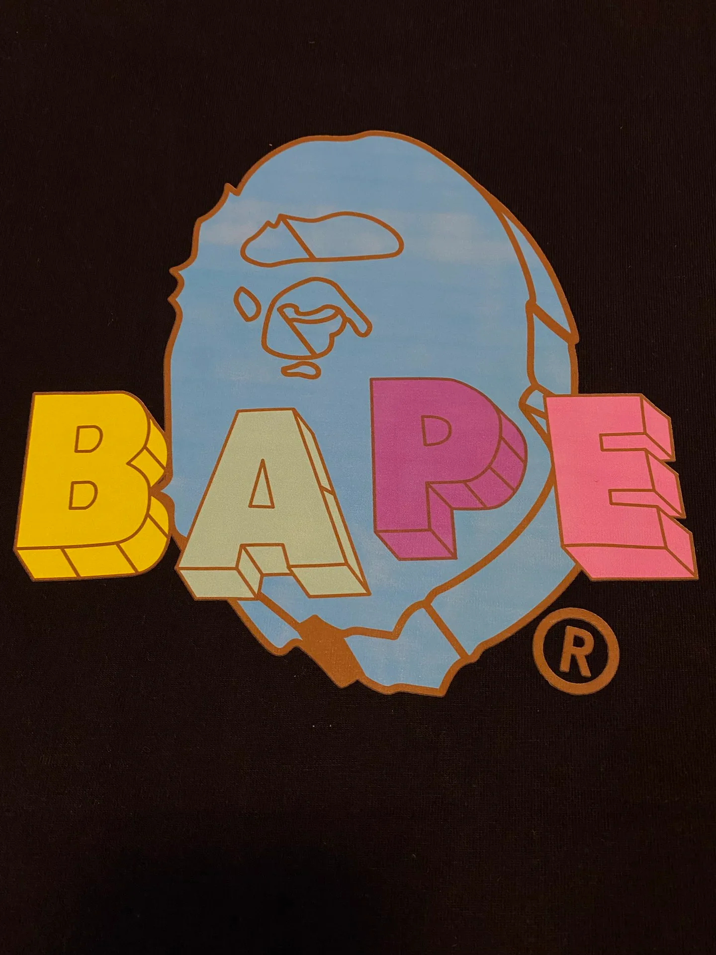 SC087#p110💰 (top version) BAPE color ape head popsicle letter printed short-sleeved T-shirt Made of 260 grams of high-quality high-weave pure cotton fabric, double yarn combed, soft texture and no pilling Imported environmentally friendly printing glue, bright and three-dimensional pattern, quality 💥Same style for men and women, the upper body is fashionable Color: black white Size: S M L XL XXL