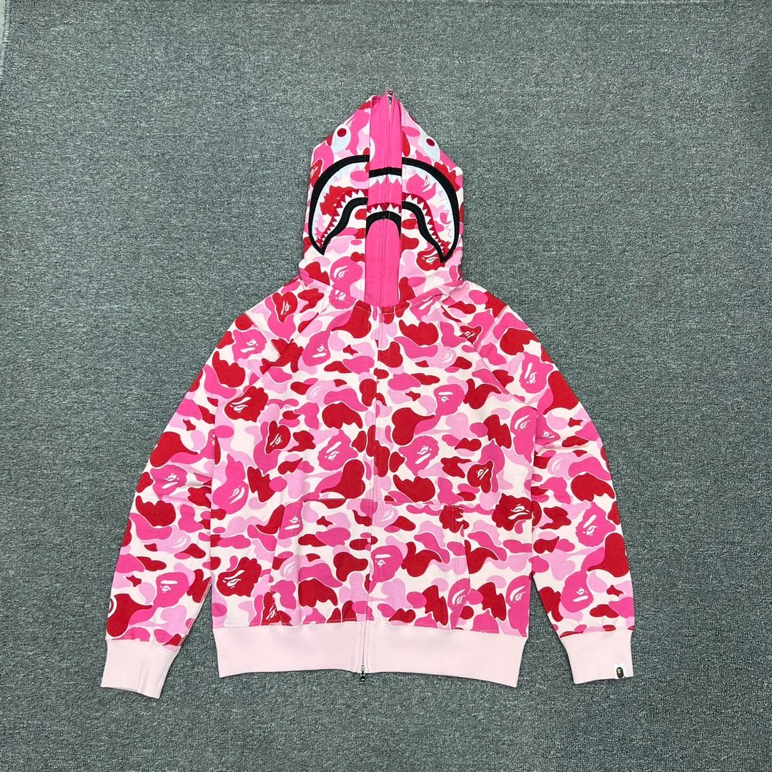 💰440 Bape Abc Double Hat Large Flower Camouflage Shark Customized fabric 1:1 Fine workmanship High version Couple model: S—XXL [Green Pink Blue]