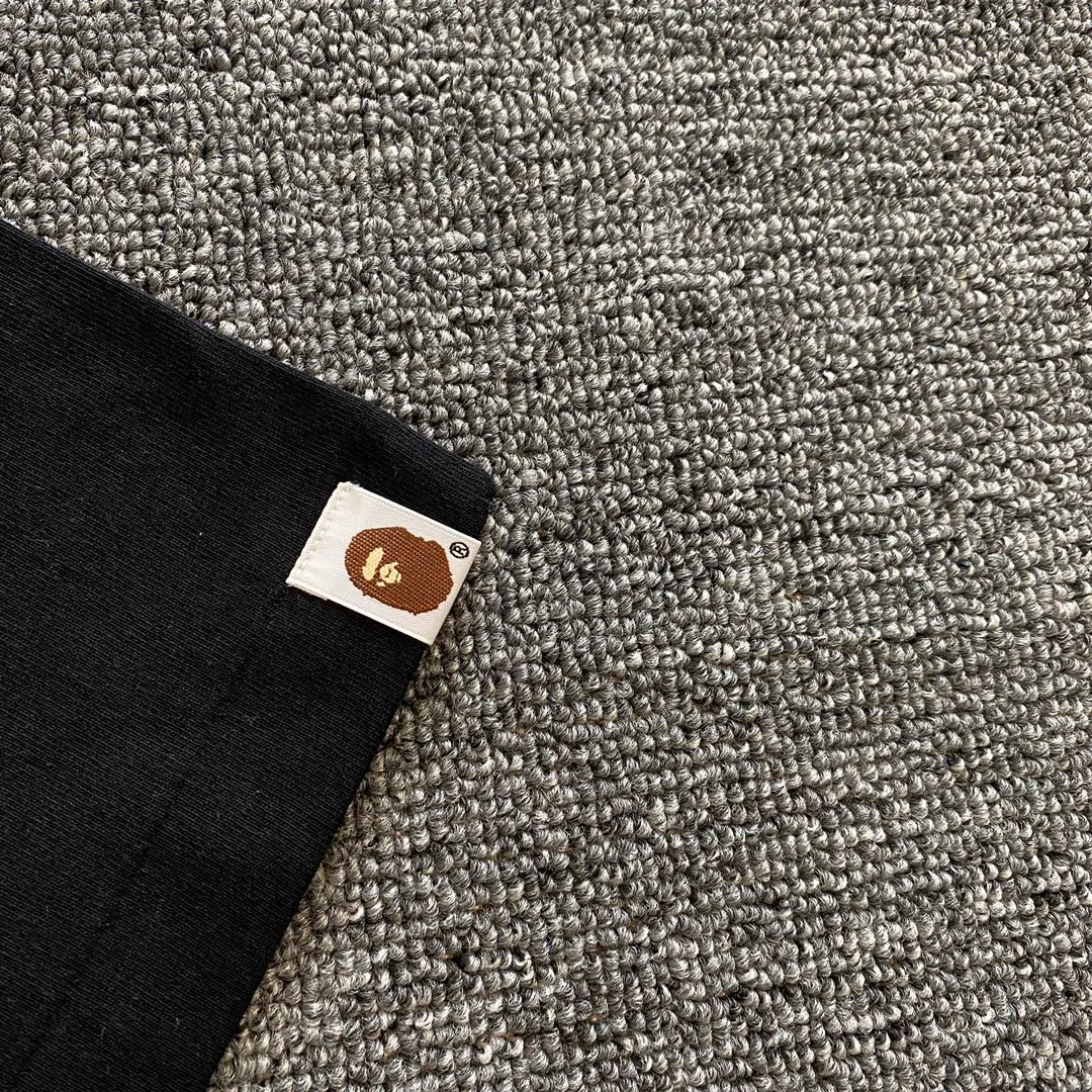 💰140 Bape 10th Anniversary Ink Camouflage Apes Don’t Fight Apes Customized Linen Cotton Fabric 280g Weight Couple Style: S—XXL [Black White]