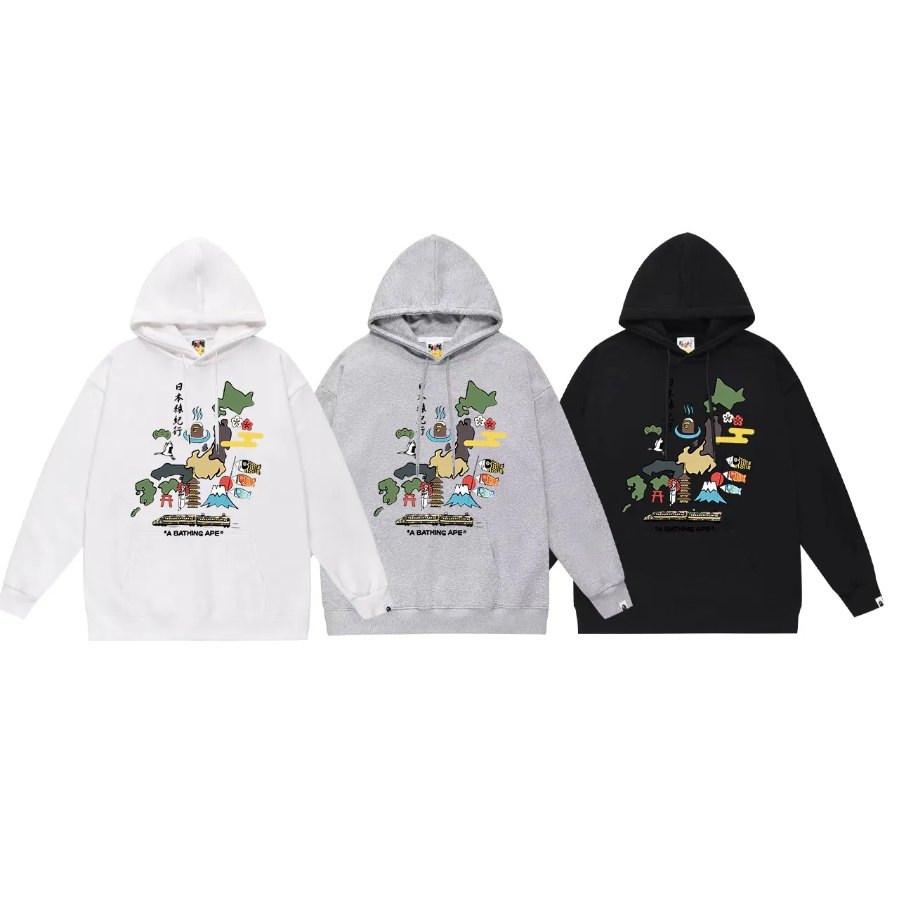 Model No. SC728# Terry p160 plus velvet 180💰 (top version) BAPE Japan Ape Journey Monkey Head Letter Printed Hooded Sweater Made of 380g large terry (drop shoulder large version) fabric, soft and non-pilling, imported environmentally friendly printing glue, bright and three-dimensional pattern, quality 💥Same style for men and women, the upper body is trendy Color: Black White Gray Size: S M L XL XXL