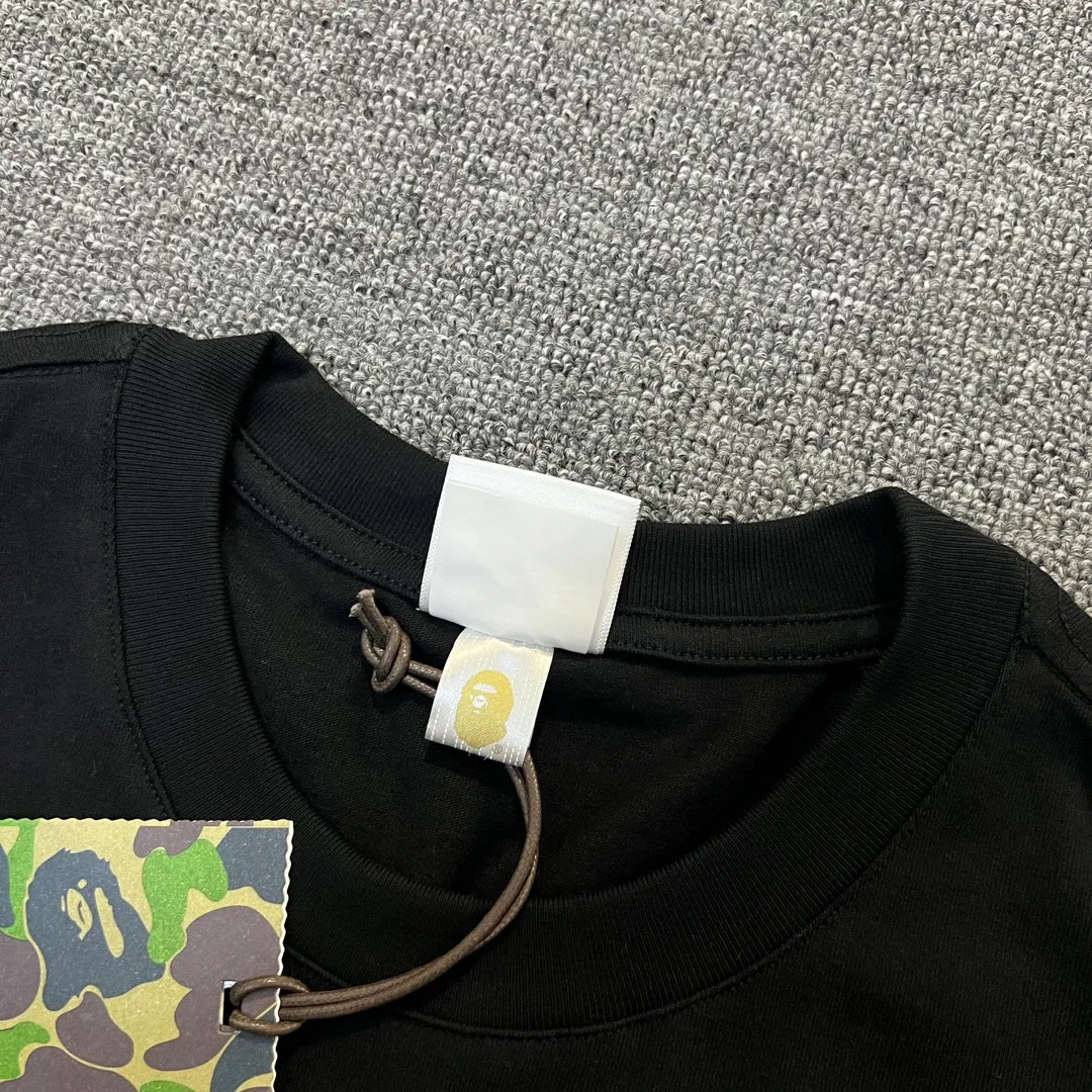 💰140 BAPE classic great ape print camouflage work ZP version 280g weight linen cotton fabric Couple style: S-XXL [black green white green black yellow white yellow]
