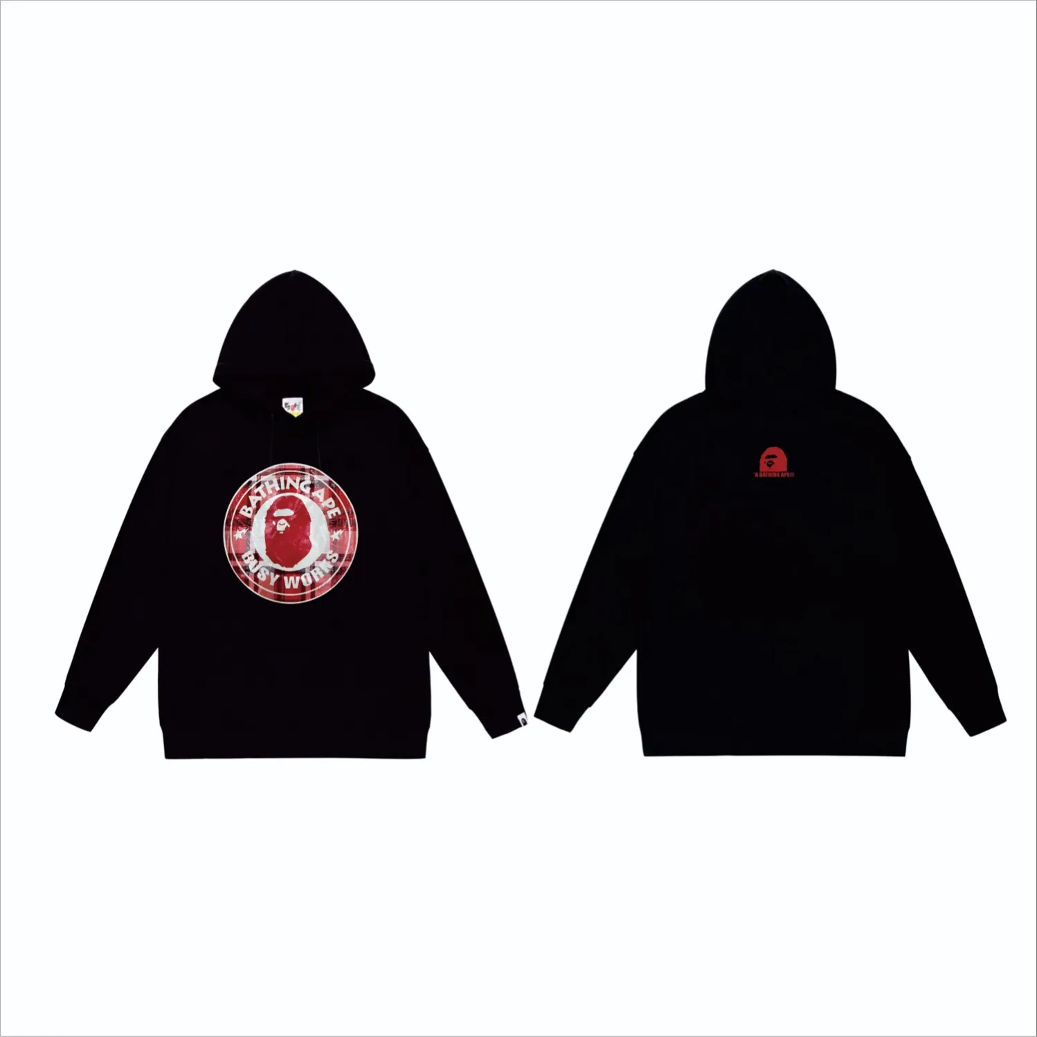 P160 model number SC847# terry 80 plus velvet 90 (top version) BAPE STA medallion plaid ape head print pattern hooded sweatshirt Made of 380 grams of large terry (drop shoulder large version) fabric, soft texture and no pilling Imported environmentally friendly printing glue The pattern is bright and three-dimensional Quality 💥Same style for men and women The upper body is trendy Color: black white gray Size: S M L XL XXL