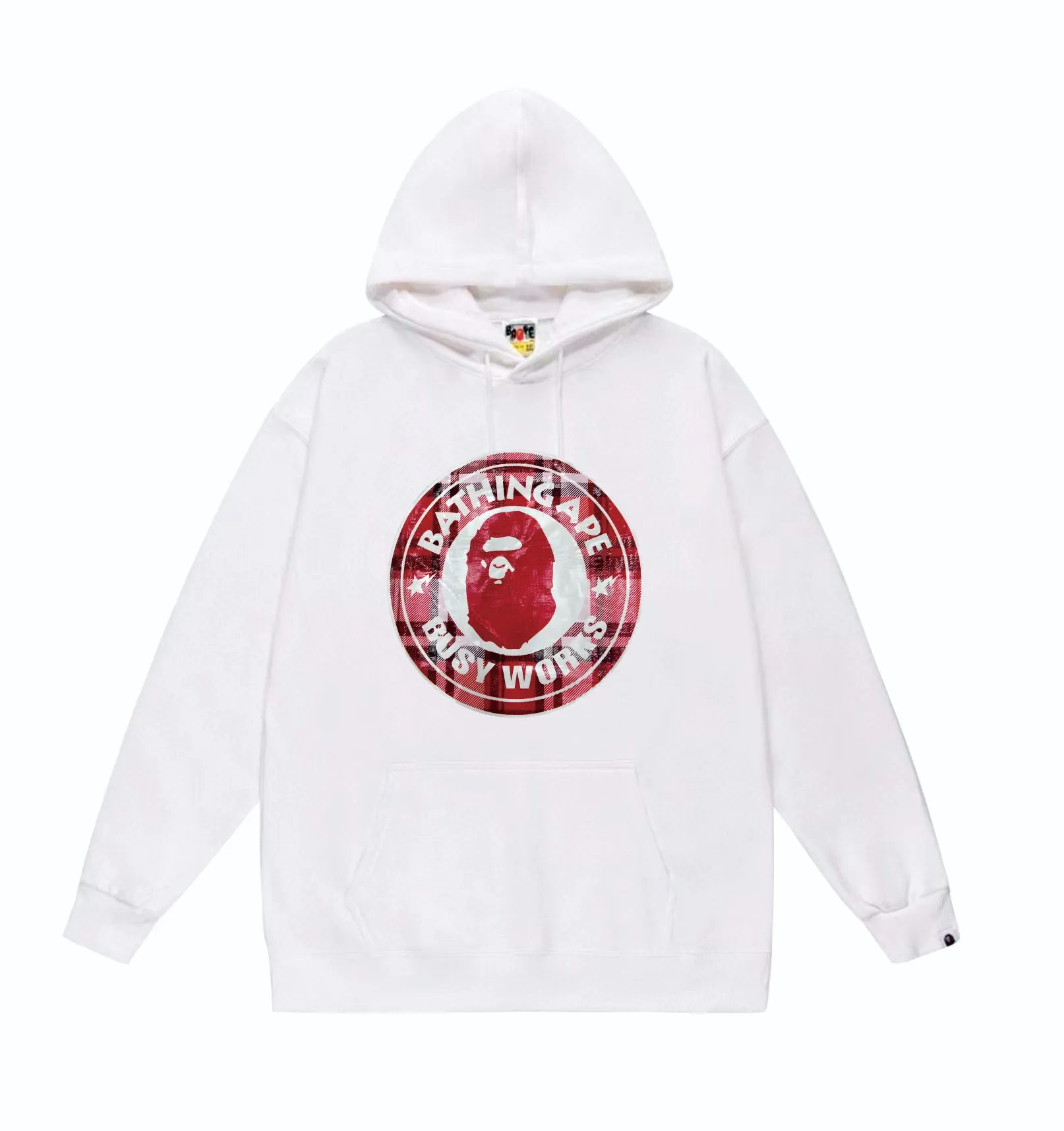 P160 model number SC847# terry 80 plus velvet 90 (top version) BAPE STA medallion plaid ape head print pattern hooded sweatshirt Made of 380 grams of large terry (drop shoulder large version) fabric, soft texture and no pilling Imported environmentally friendly printing glue The pattern is bright and three-dimensional Quality 💥Same style for men and women The upper body is trendy Color: black white gray Size: S M L XL XXL