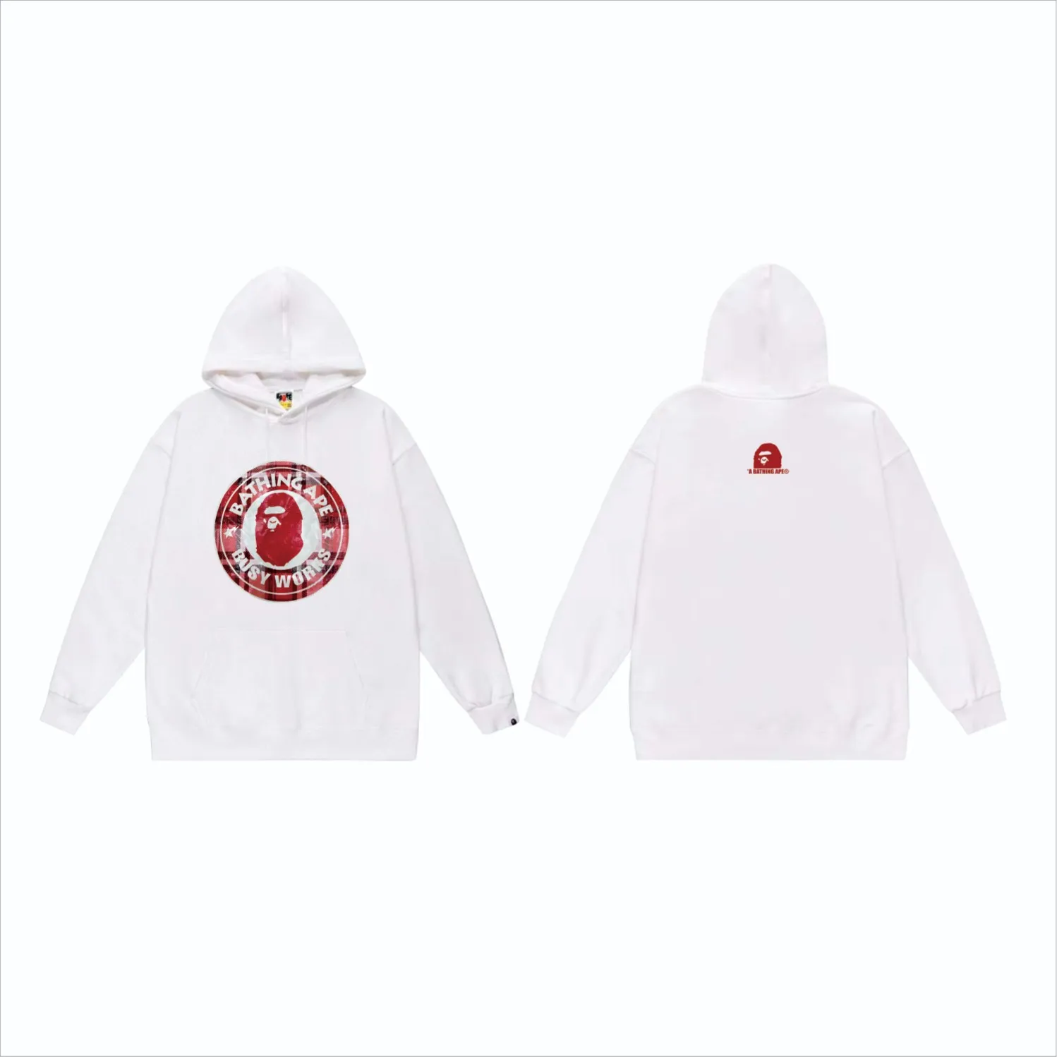 P160 model number SC847# terry 80 plus velvet 90 (top version) BAPE STA medallion plaid ape head print pattern hooded sweatshirt Made of 380 grams of large terry (drop shoulder large version) fabric, soft texture and no pilling Imported environmentally friendly printing glue The pattern is bright and three-dimensional Quality 💥Same style for men and women The upper body is trendy Color: black white gray Size: S M L XL XXL