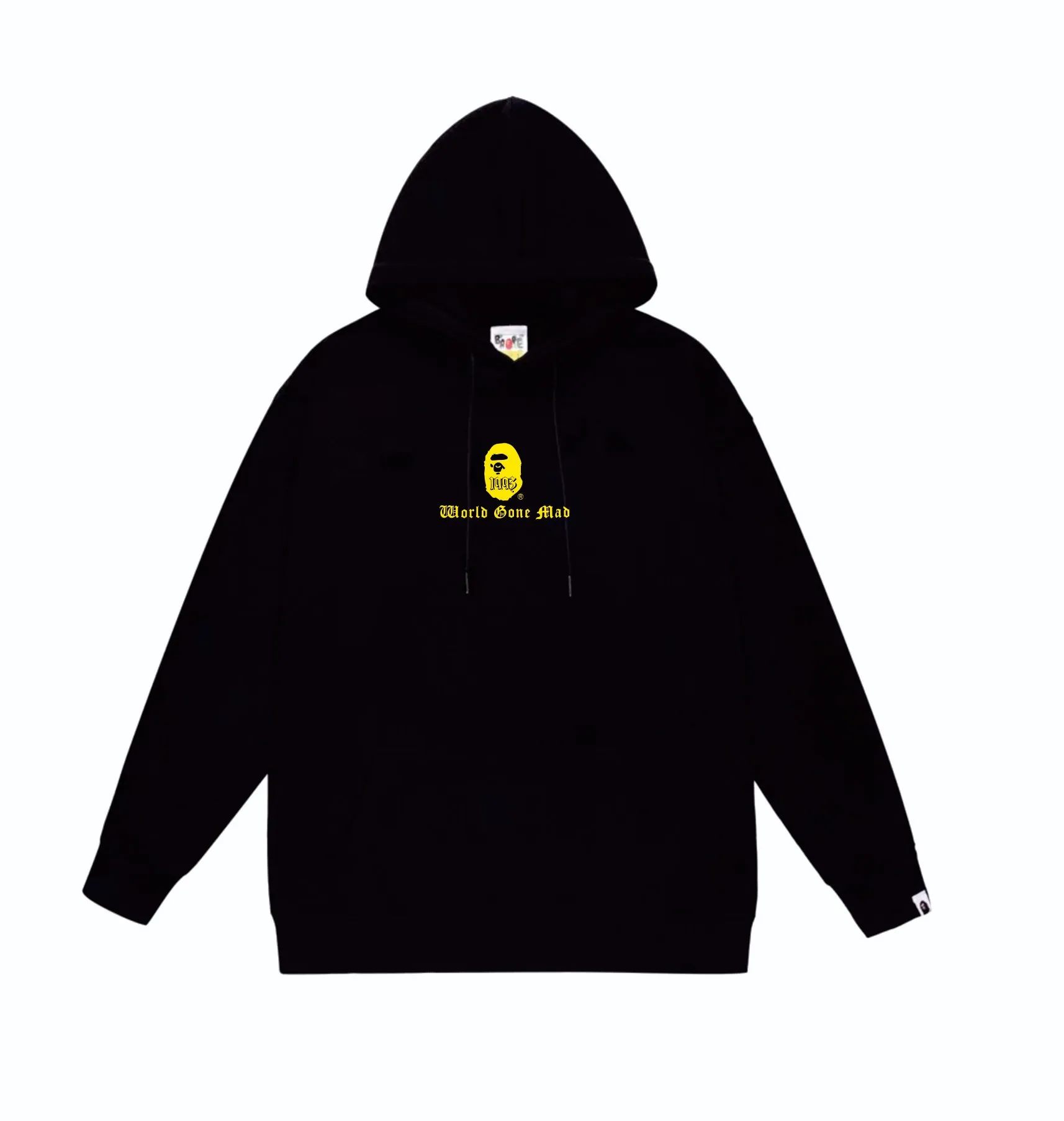 P160 model number SC850# terry 80 plus velvet 90 (top version) BAPE contrasting color ape head letter print hooded sweatshirt. Made of 380g large terry (drop shoulder large version) fabric. The texture is soft and non-pilling. Imported environmentally friendly printing glue. The pattern is bright and three-dimensional. Quality 💥Same style for men and women. The upper body is trendy. Color: black white gray Size: S M L XL XXL