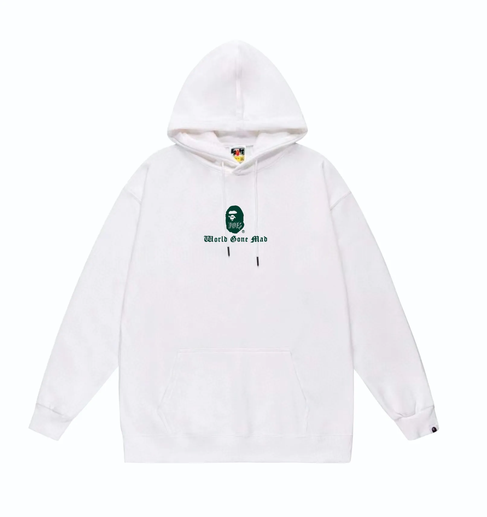 P160 model number SC850# terry 80 plus velvet 90 (top version) BAPE contrasting color ape head letter print hooded sweatshirt. Made of 380g large terry (drop shoulder large version) fabric. The texture is soft and non-pilling. Imported environmentally friendly printing glue. The pattern is bright and three-dimensional. Quality 💥Same style for men and women. The upper body is trendy. Color: black white gray Size: S M L XL XXL