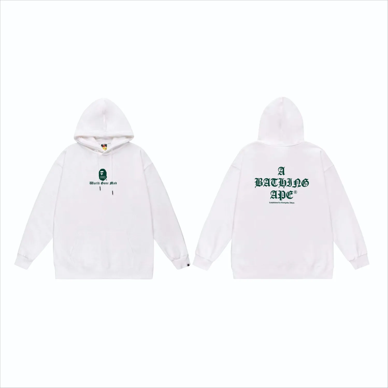 P160 model number SC850# terry 80 plus velvet 90 (top version) BAPE contrasting color ape head letter print hooded sweatshirt. Made of 380g large terry (drop shoulder large version) fabric. The texture is soft and non-pilling. Imported environmentally friendly printing glue. The pattern is bright and three-dimensional. Quality 💥Same style for men and women. The upper body is trendy. Color: black white gray Size: S M L XL XXL