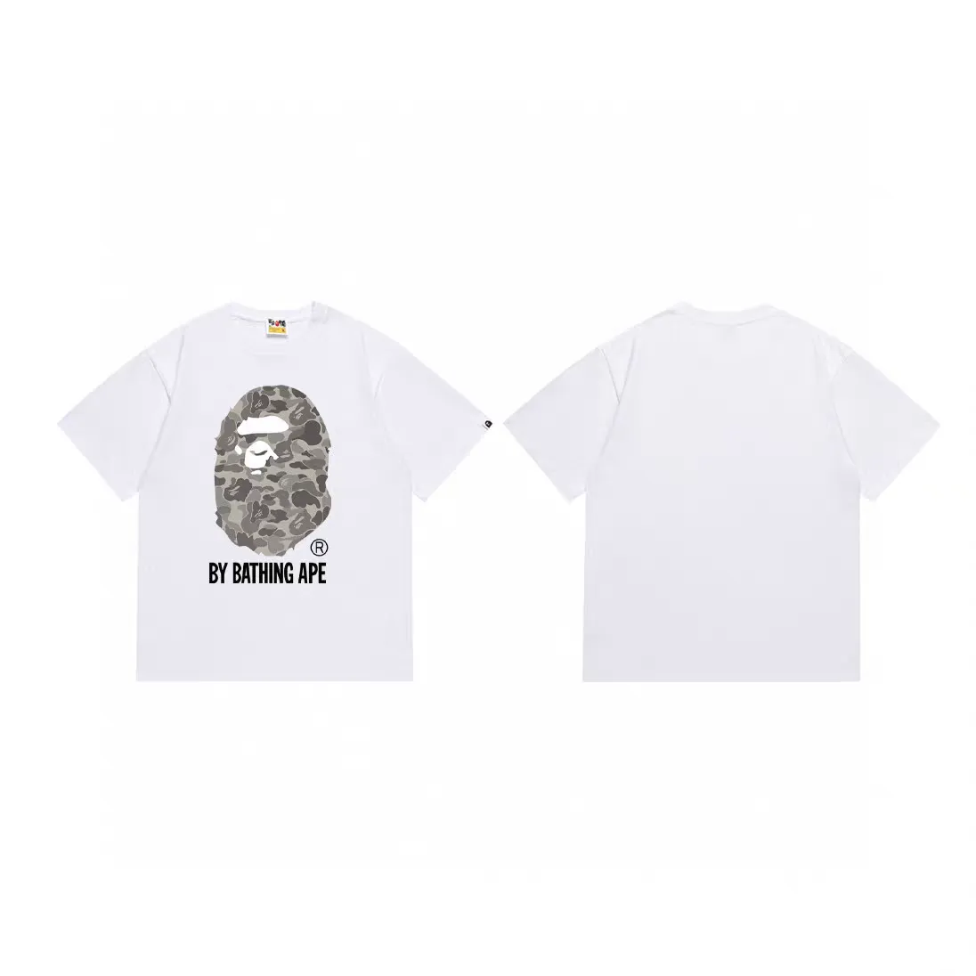 P110 001171 bape ape head print short-sleeved T-shirt, same style for men and women, size smlxlxxl, black and white