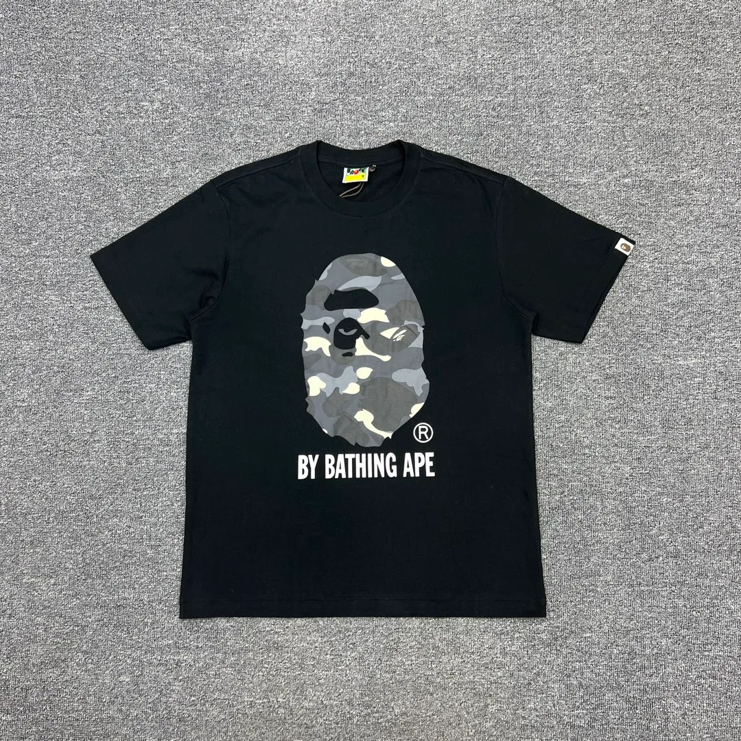 💰140 BAPECITY CAMO APE TEE luminous camouflage letter print 280g weight linen cotton fabric ZP version couple model: S-XXL [black gray white gray black black white black]