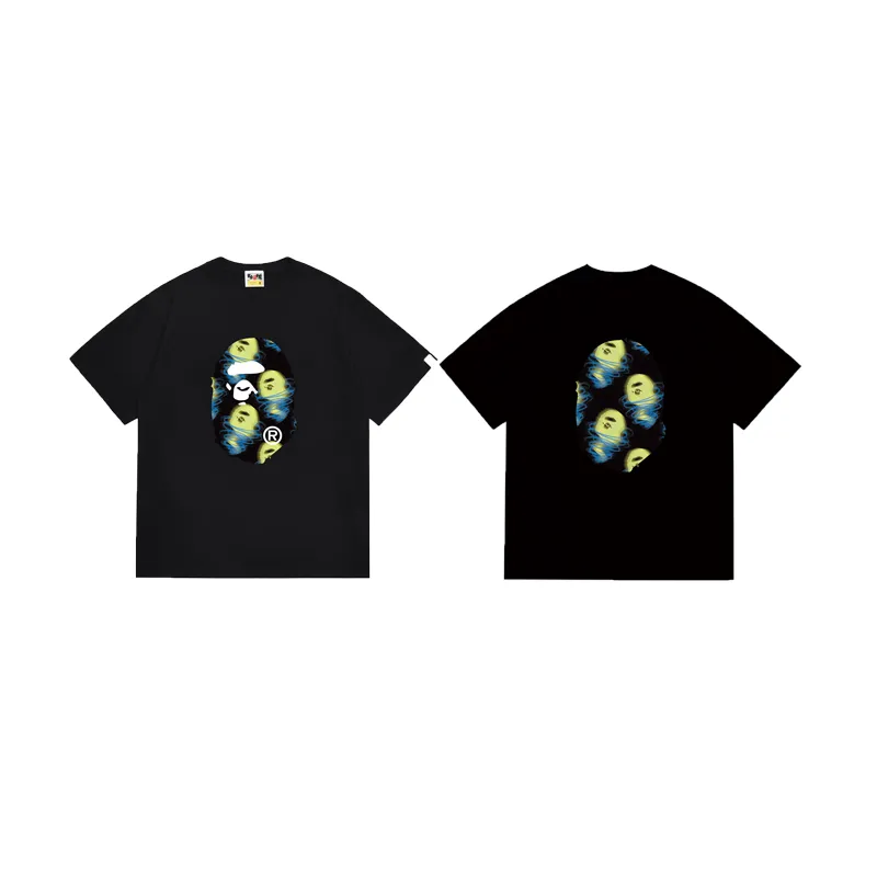 SC1033#p110💰 (top version) BAPE uses 260 grams of high-quality high-weave pure cotton fabric, double yarn combed, soft and non-pilling texture, imported environmentally friendly printing glue, bright and three-dimensional pattern, quality 💥Same style for men and women, the upper body is fashionable Color: Black White Size: S M L XL XXL